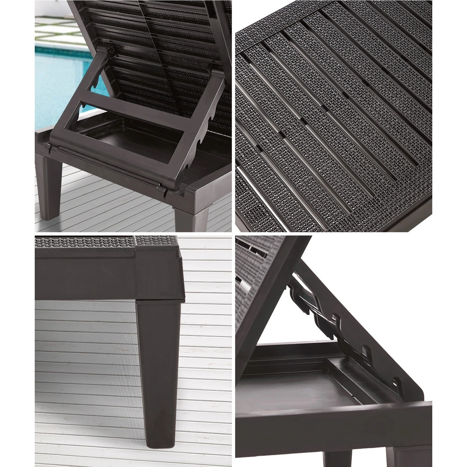 5 Livsip 2-Piece Sun Lounger Adjustable Recliner Chairs Patio Outdoor Furniture - Brown, 5 of 7