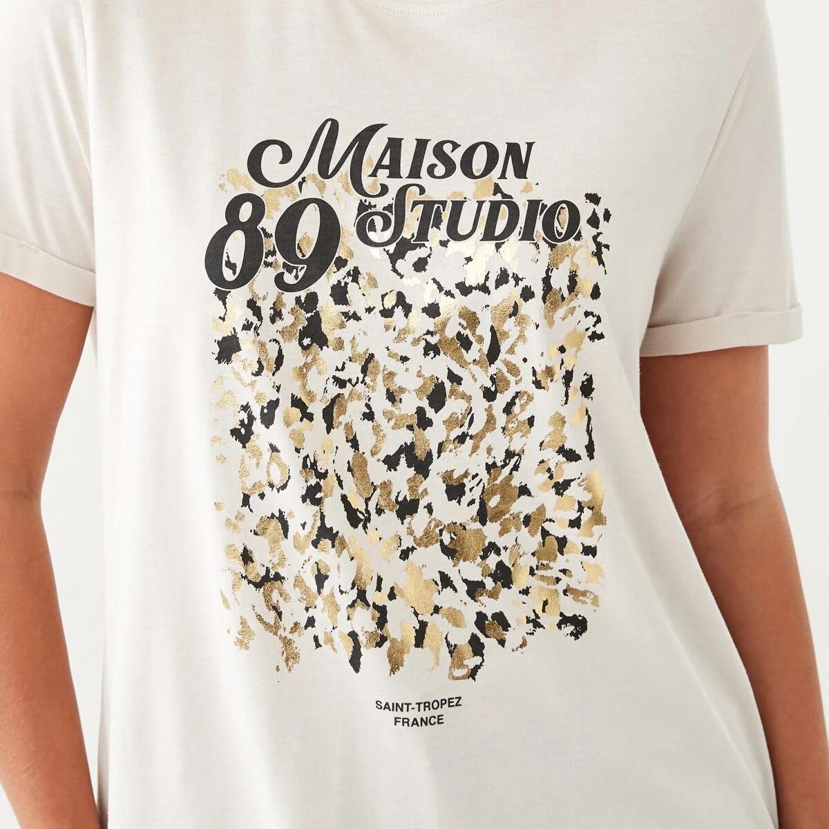 5 Short Sleeve Detailed Printed T-shirt MAISON NAT BEIGE, 5 of 6