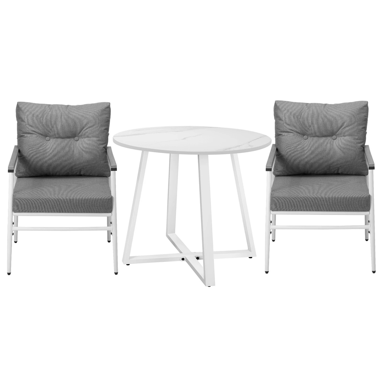 7 Livsip Outdoor Dining Setting Patio Furniture Set 2 Seater Round Table Chair - White, 7 of 9