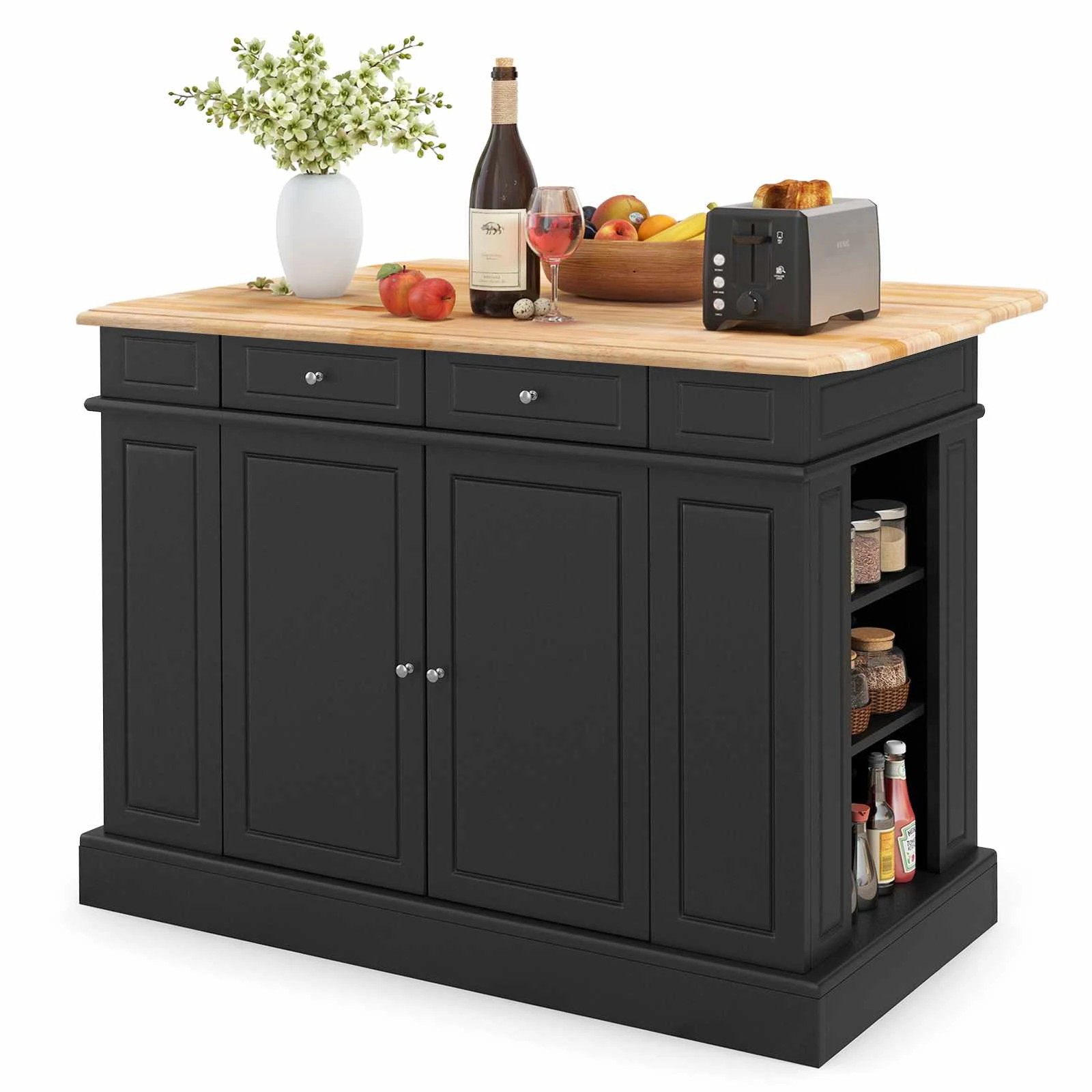 4 Costway Kitchen Island Mobile Trolley Black, 4 of 4