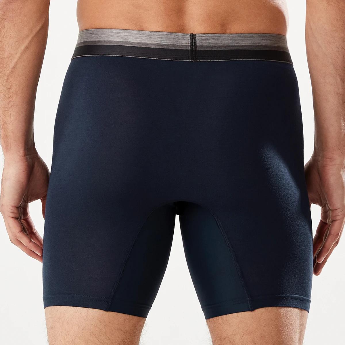 3 Anti-ride Mid Length Bamboo Blend Trunks Navy, 3 of 5