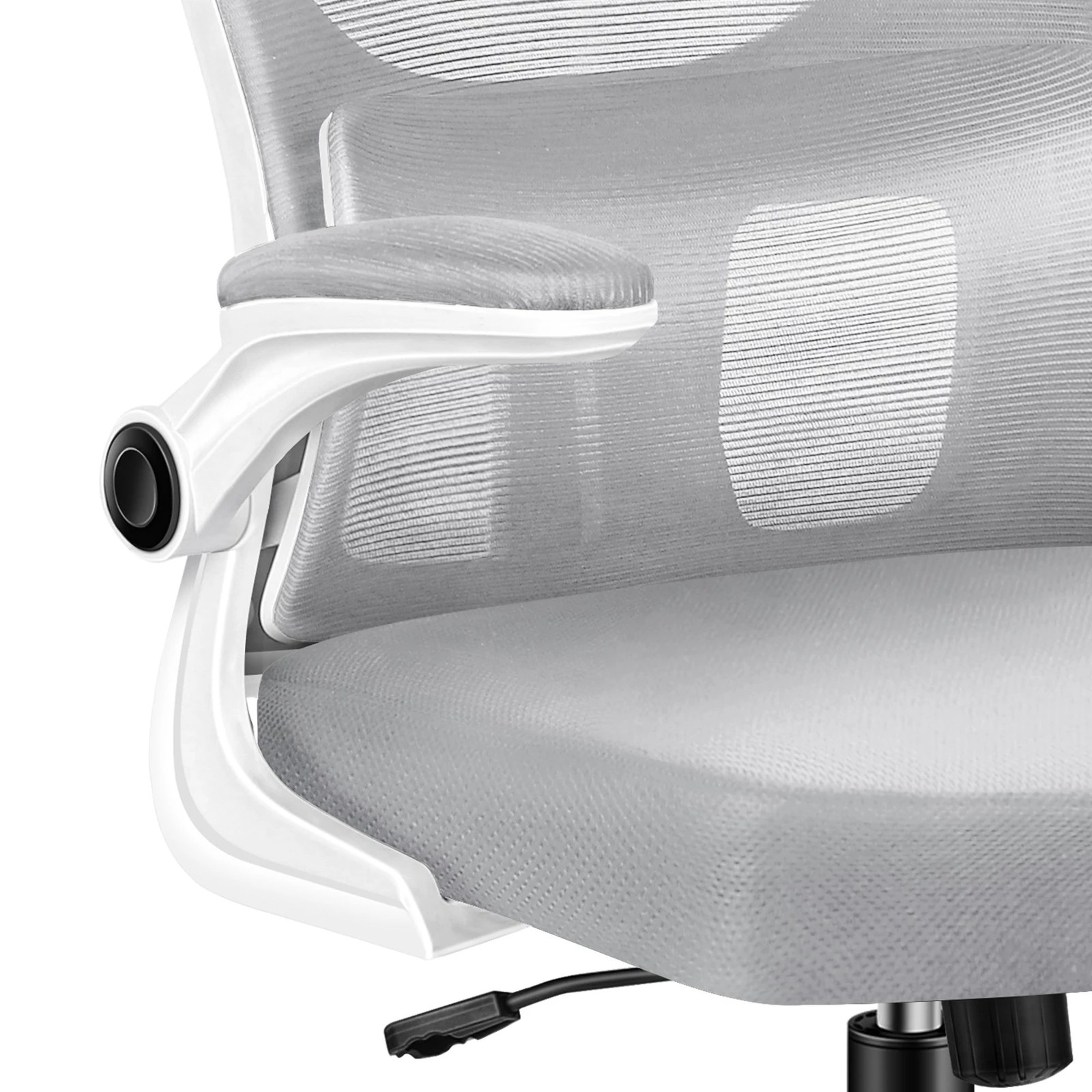 10 Alfordson Mesh Office Chair Executive Computer Tilt Fabric Seat Racing Work - Grey White, 10 of 10