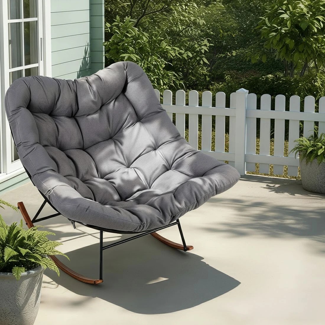 5 Gardeon Outdoor Rocking Chair Furniture Papasan Recliner Garden Patio Lounge Setting - Grey, 5 of 6