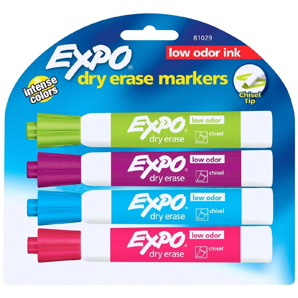 1 Expo Whiteboard Markers Chisel Fashion Assorted 4 Pack, 1 of 3
