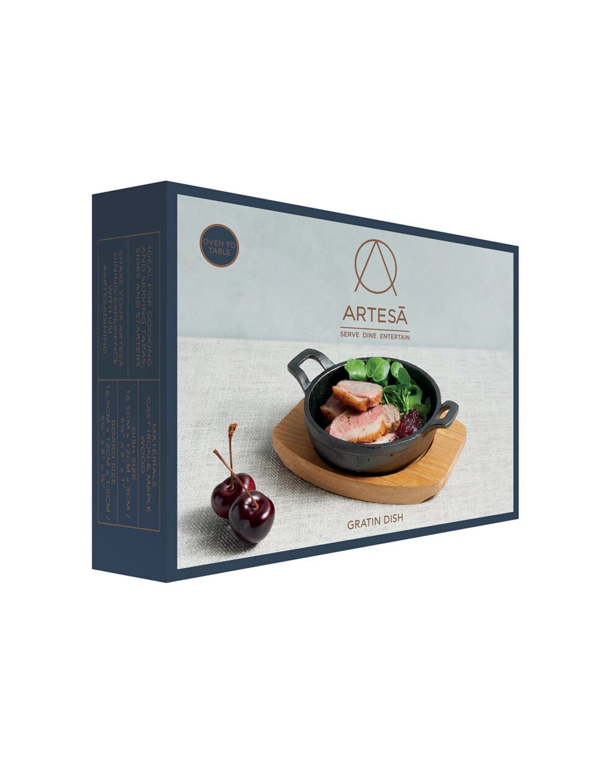 3 Artesa 4PK Cast Iron Mini Gratin Dish Serving Skillet With Maple Wood Board - Multi, 3 of 5