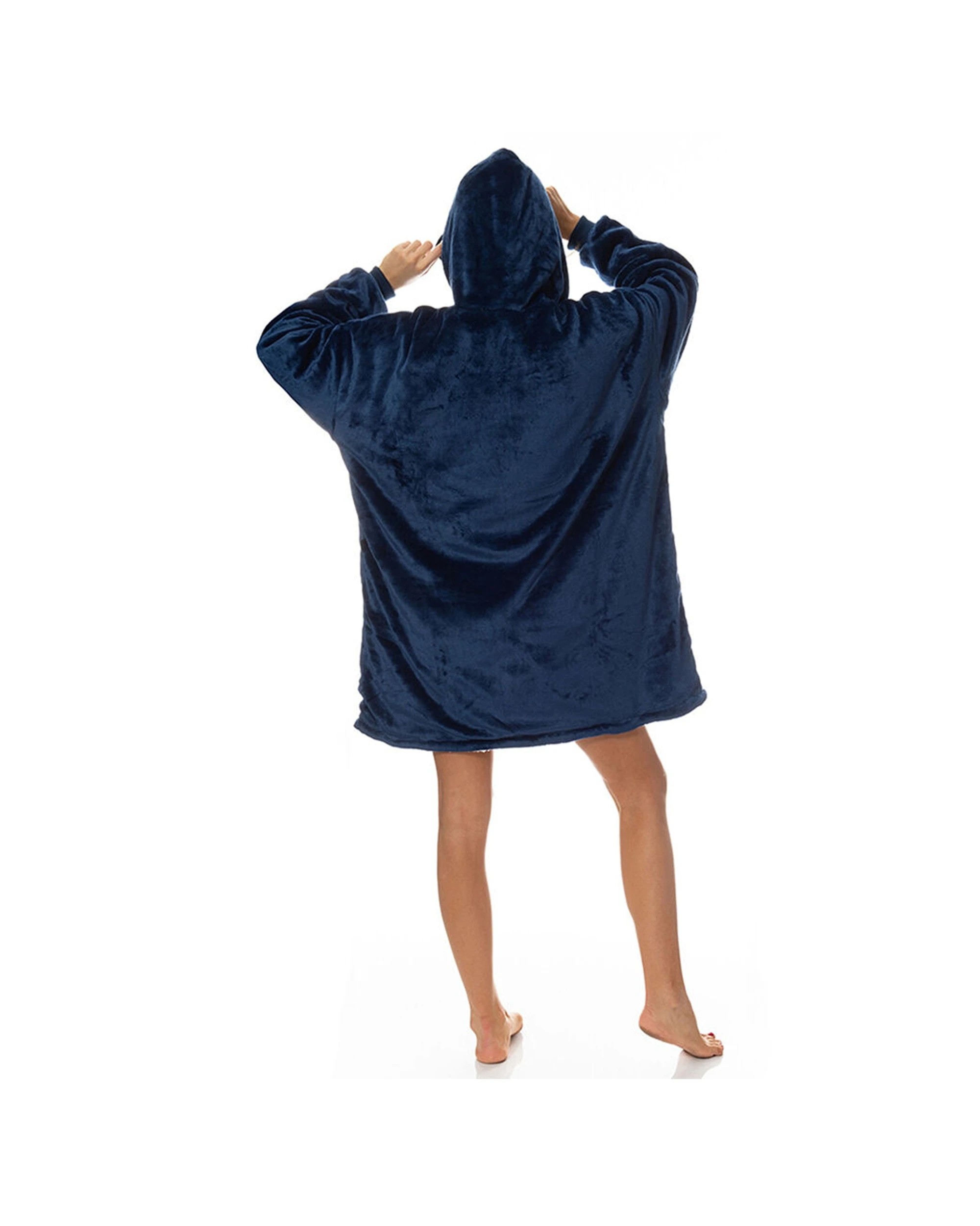 3 Royal Comfort Reversible Fleece Winter Snug Hoodie Soft Double-Layered - Blue, 3 of 6