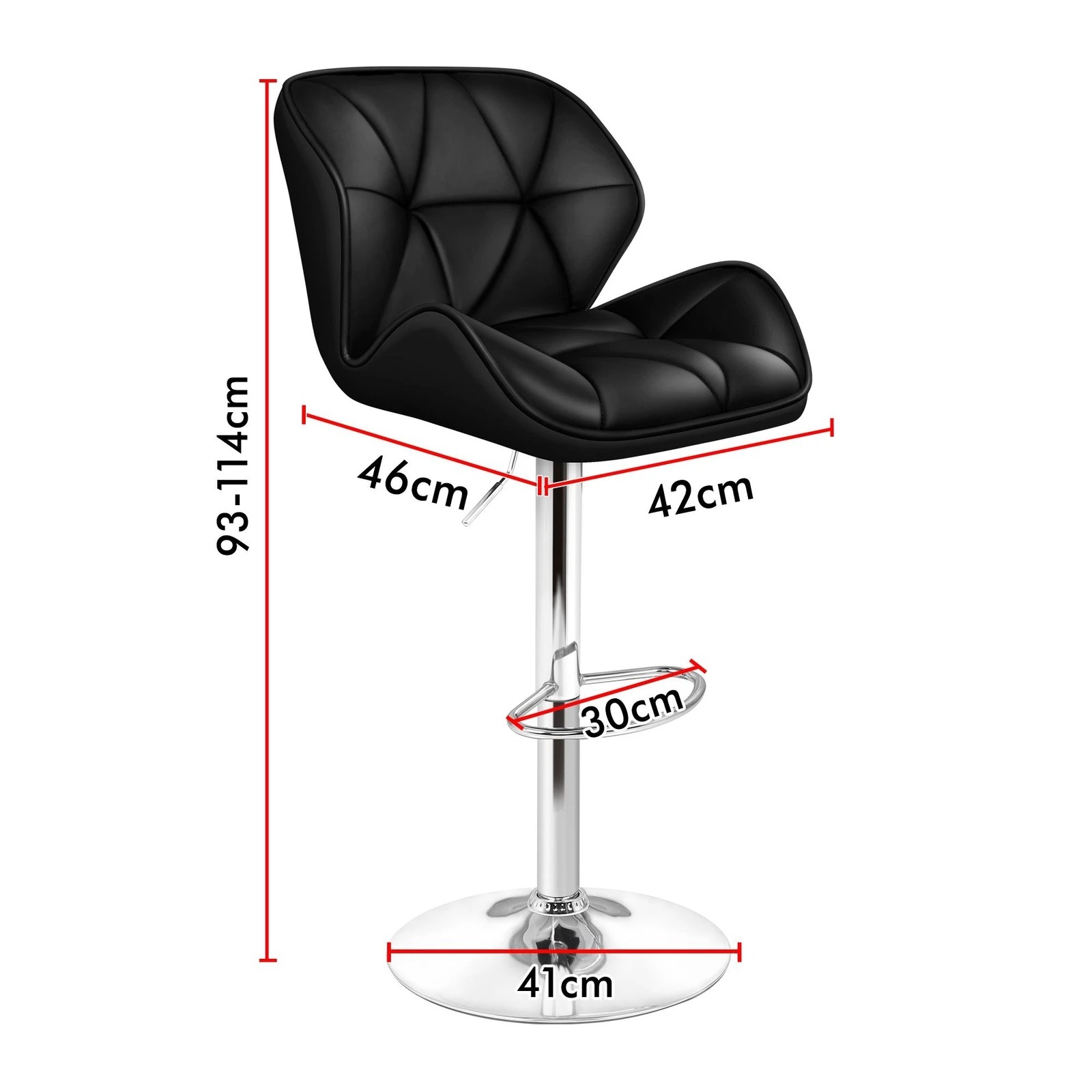 8 Alfordson 2x Bar Stools Willa Kitchen Gas Lift Swivel Chair Leather - Black, 8 of 9