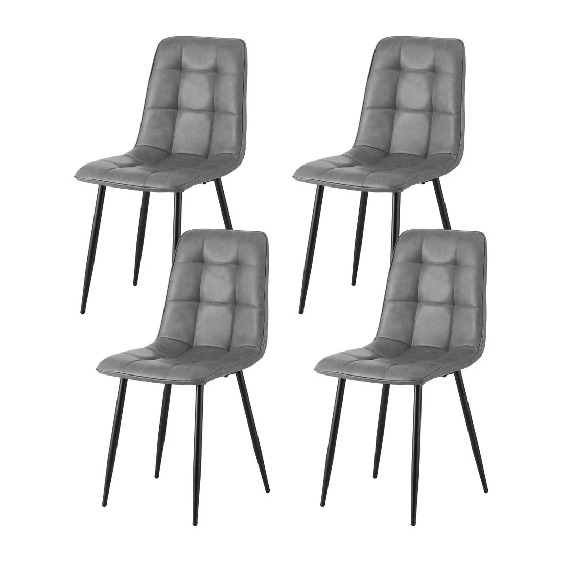 1 Artiss 4x Dining Chairs Retro PU Leather Kitchen Lounge Cafe Accent Chair - Grey, 1 of 2