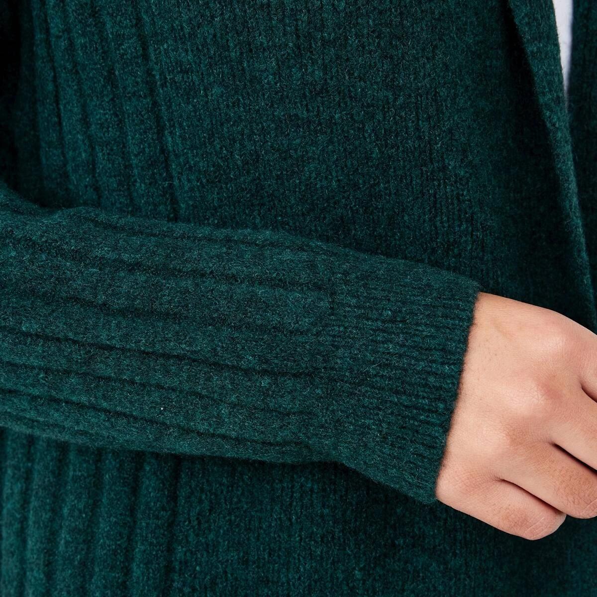 6 Longline Rib Cardigan Green Marl, 6 of 6