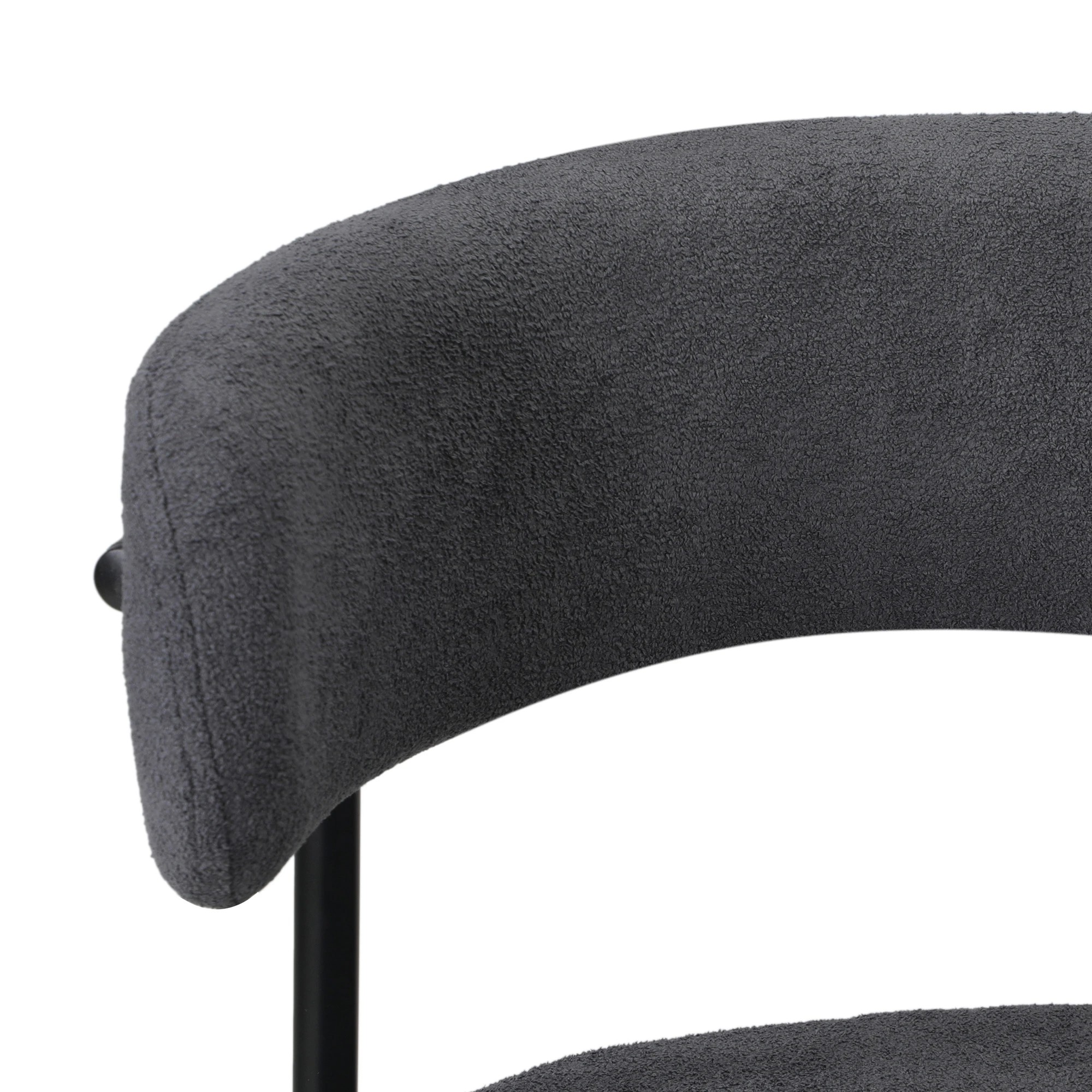 10 Oikiture 2x Dining Chair Round Boucle Kitchen Lounge Seats Backrest
 - Grey, 10 of 10
