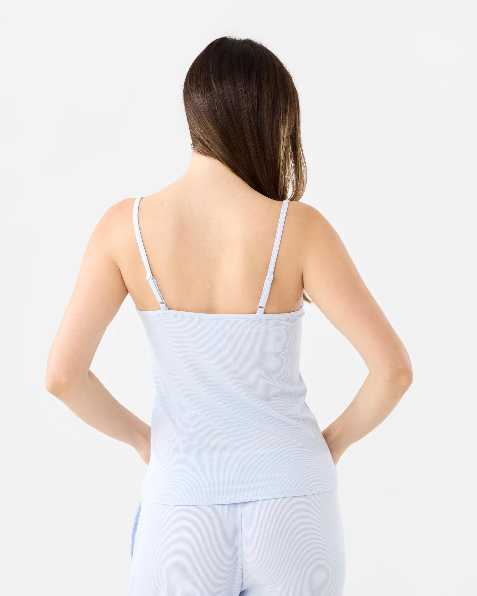 3 Viscose Rib Lace Trim Cami Halo Blue, 3 of 7