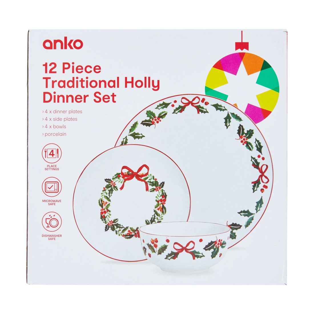 7 12 Piece Traditional Holly Dinner Set, 7 of 7