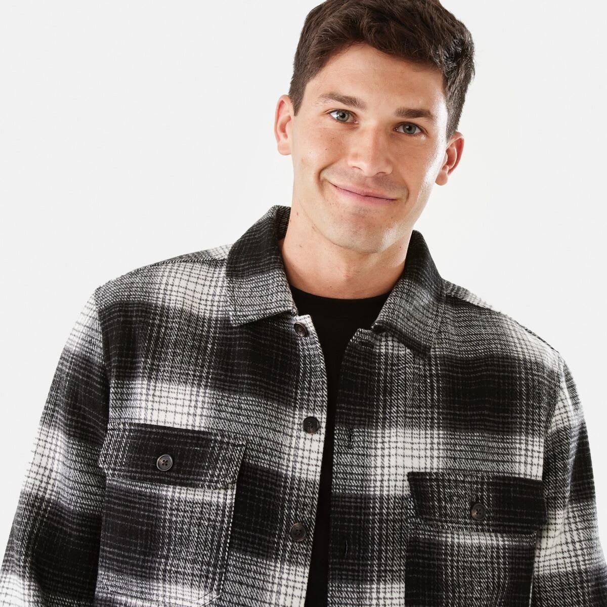 5 Long Sleeve Check Overshirt Blk Check, 5 of 8