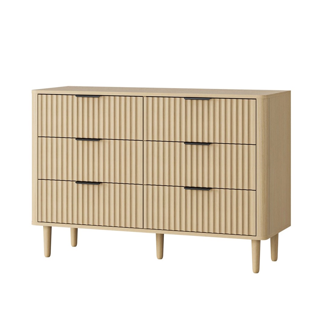 1 Oikiture 6 Chest Of Drawers Storage Cabinet Dressers Lowboy Stripe
 - Natural, 1 of 10
