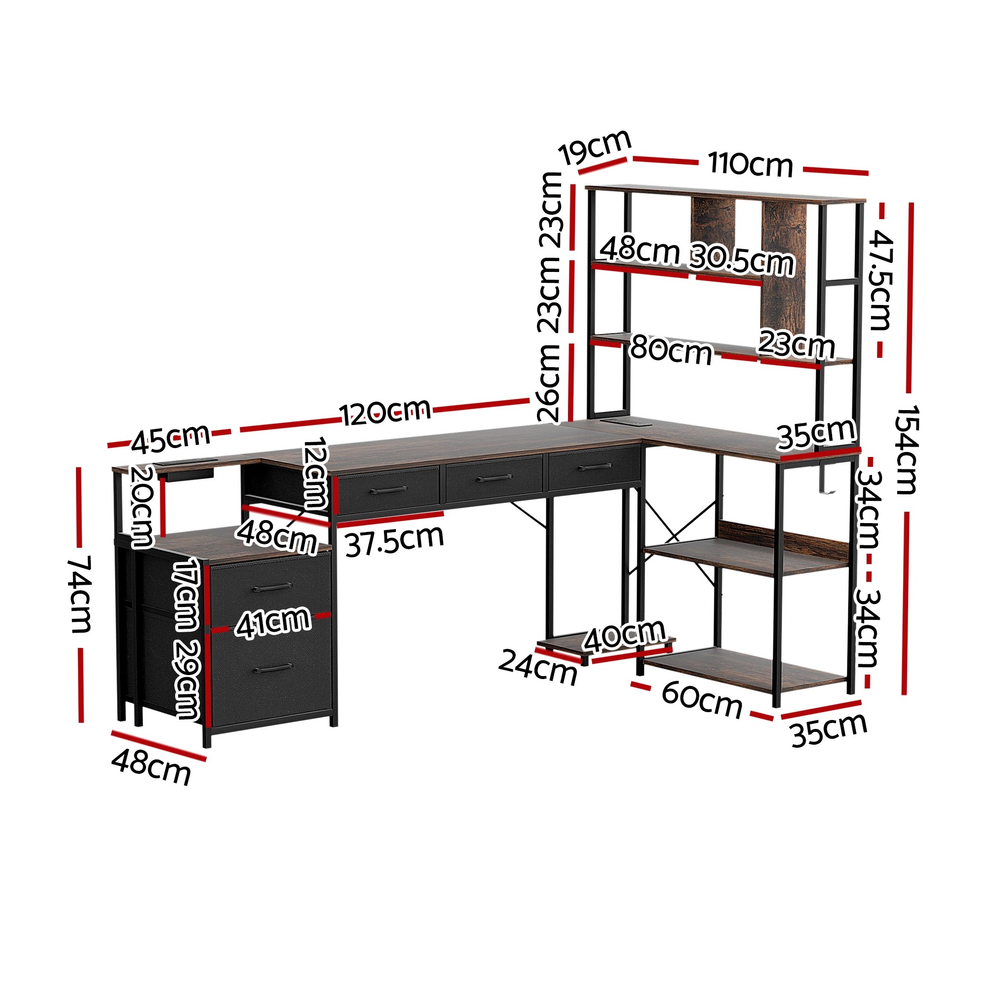 3 Artiss 200cm L Shaped Gaming Desk Computer Desk with LED Lights & Power Outlets, 3 of 5