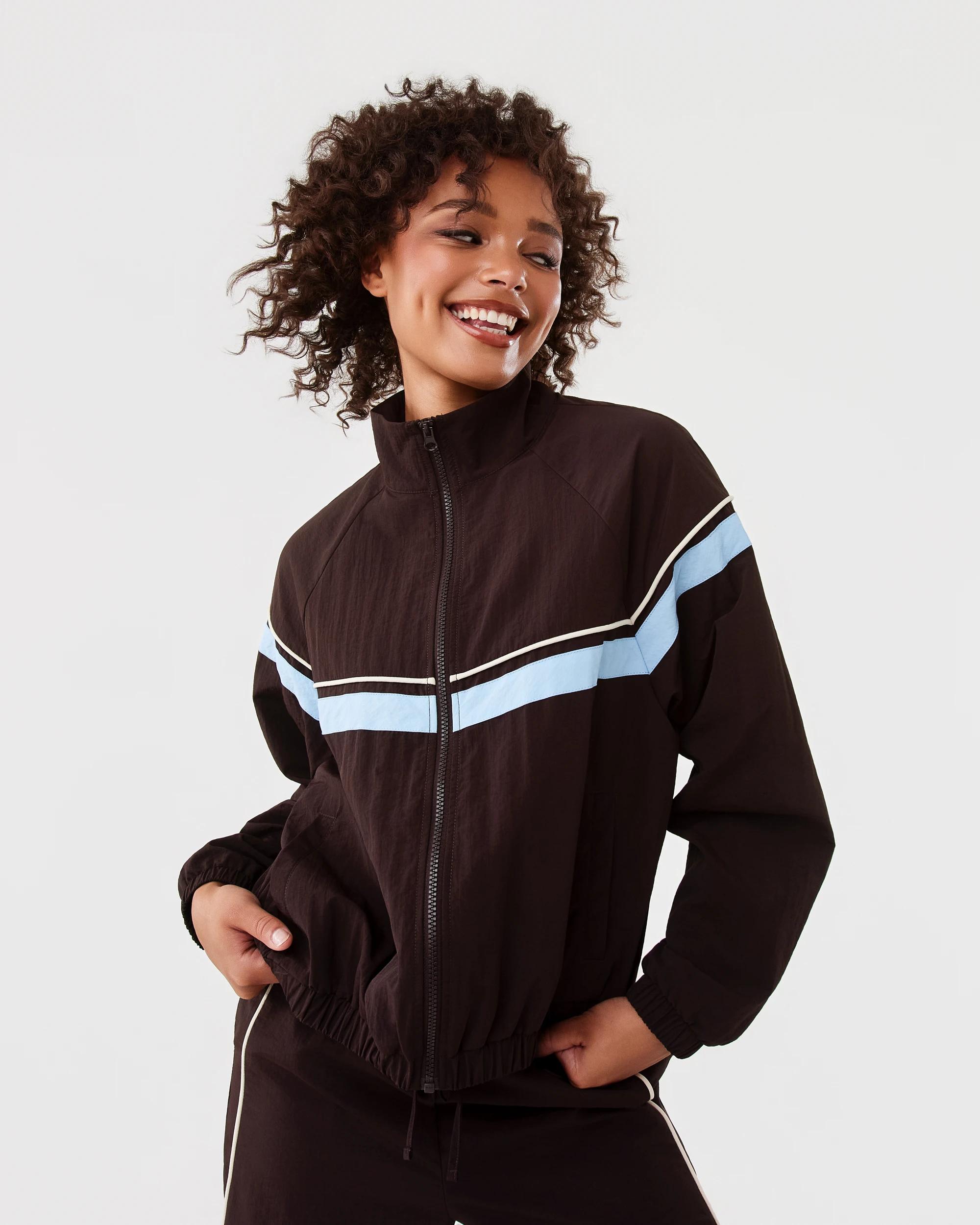 1 Sporty Zip Up Jacket Choc Plum, 1 of 10