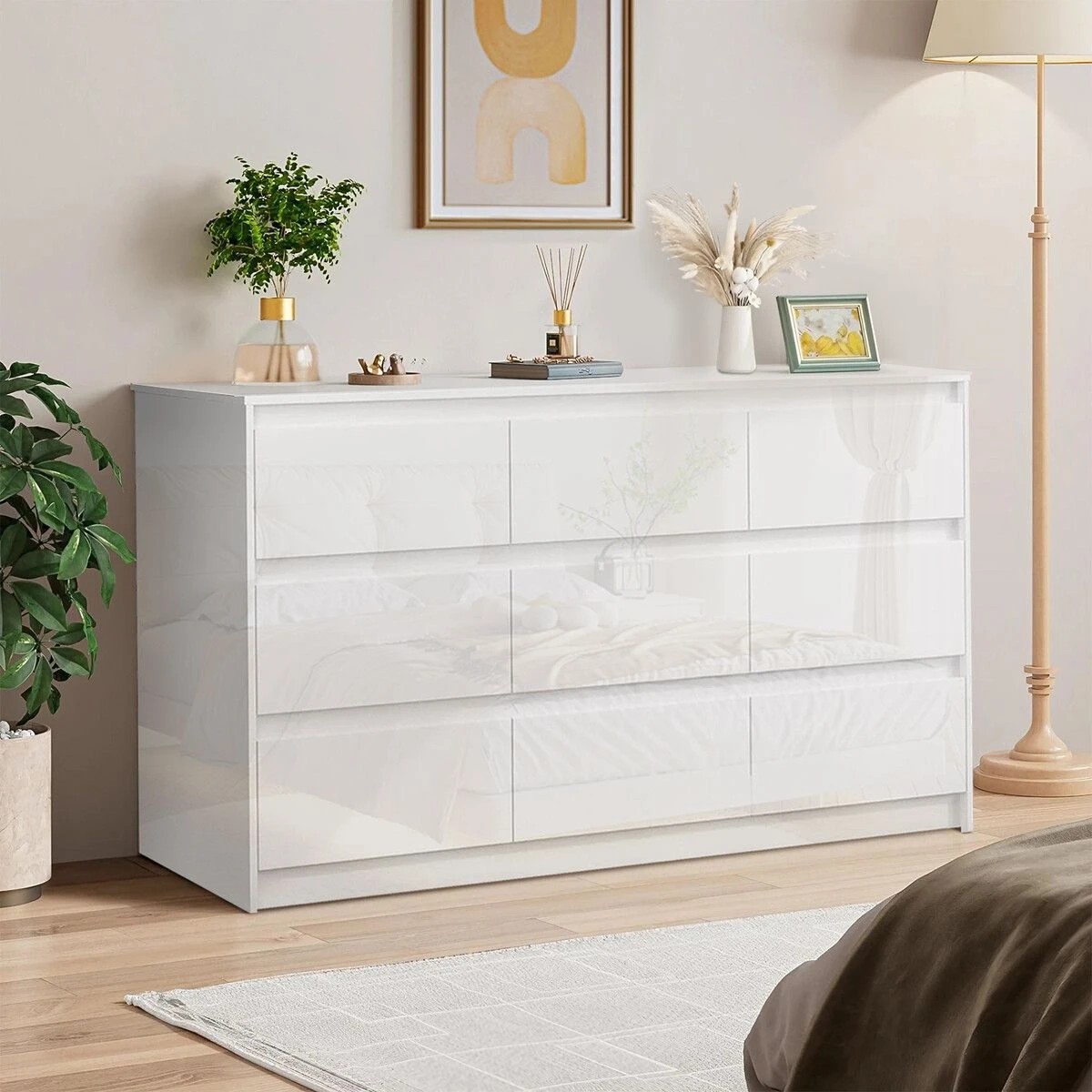 4 Ausway 9 Drawer Dresser Tallboy Chest of Drawers Clothes Storage Cabinet Organiser, 4 of 6