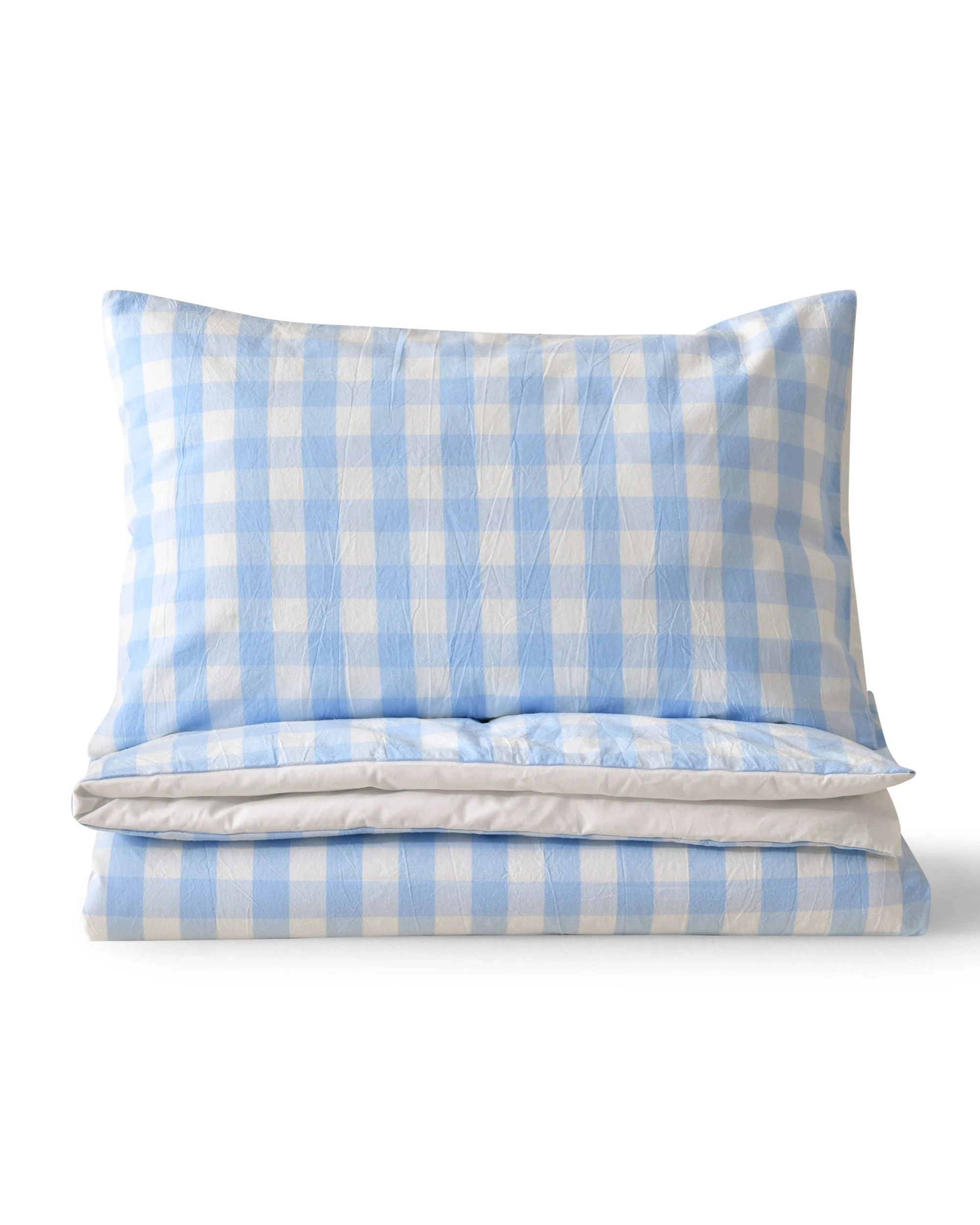2 Dreamaker Baby Lola Washed Cotton Yarn Dyed Gingham Quilt Cover Set - COT Size - Sky, 2 of 7