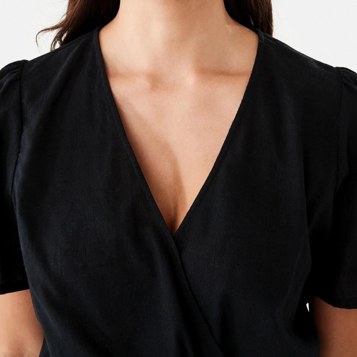 5 Short Sleeve Wrap Tie Top Black, 5 of 9