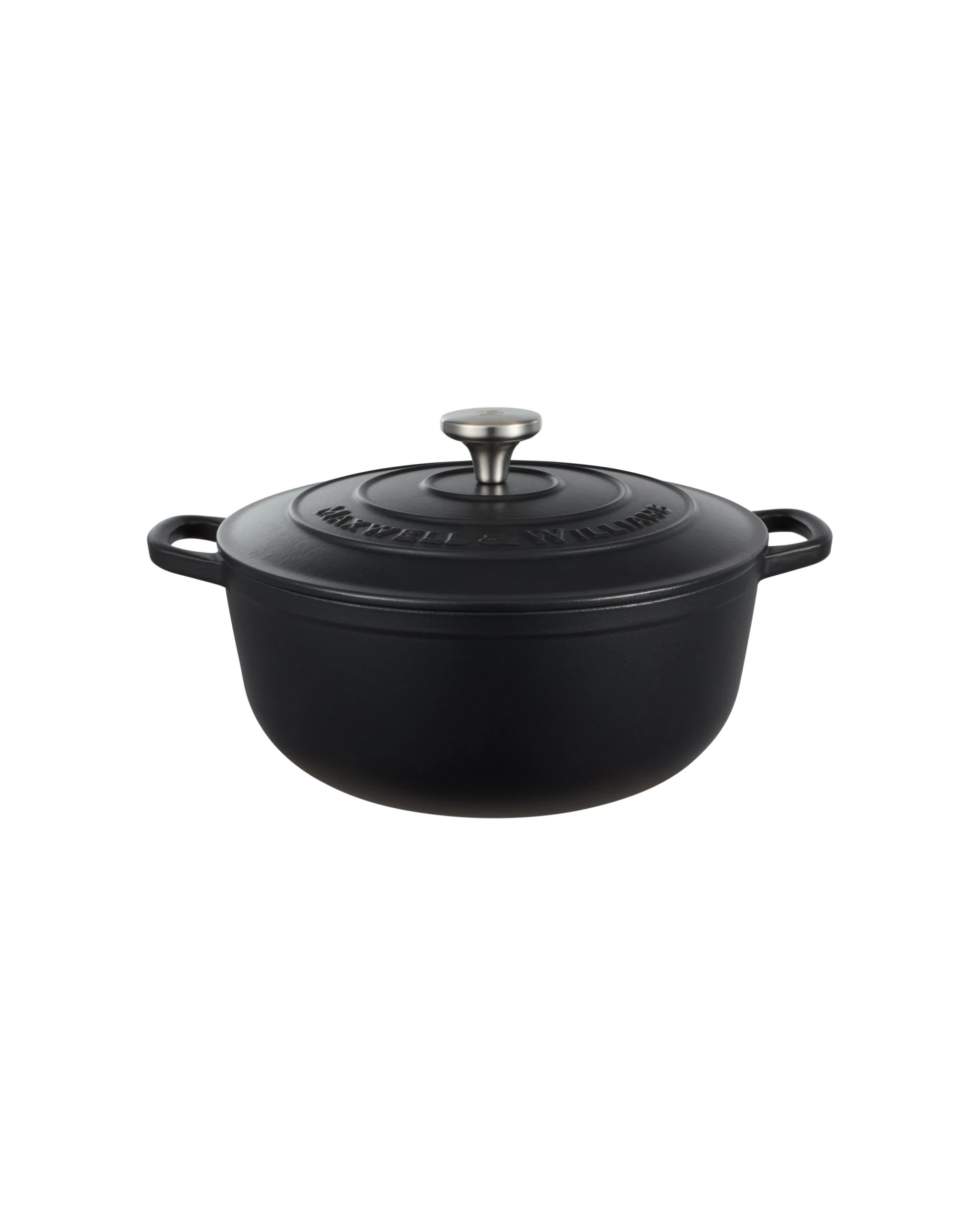 1 Maxwell & Williams Cast Iron Round Casserole Pan 28cm/6.2L Cookware - Black, 1 of 5