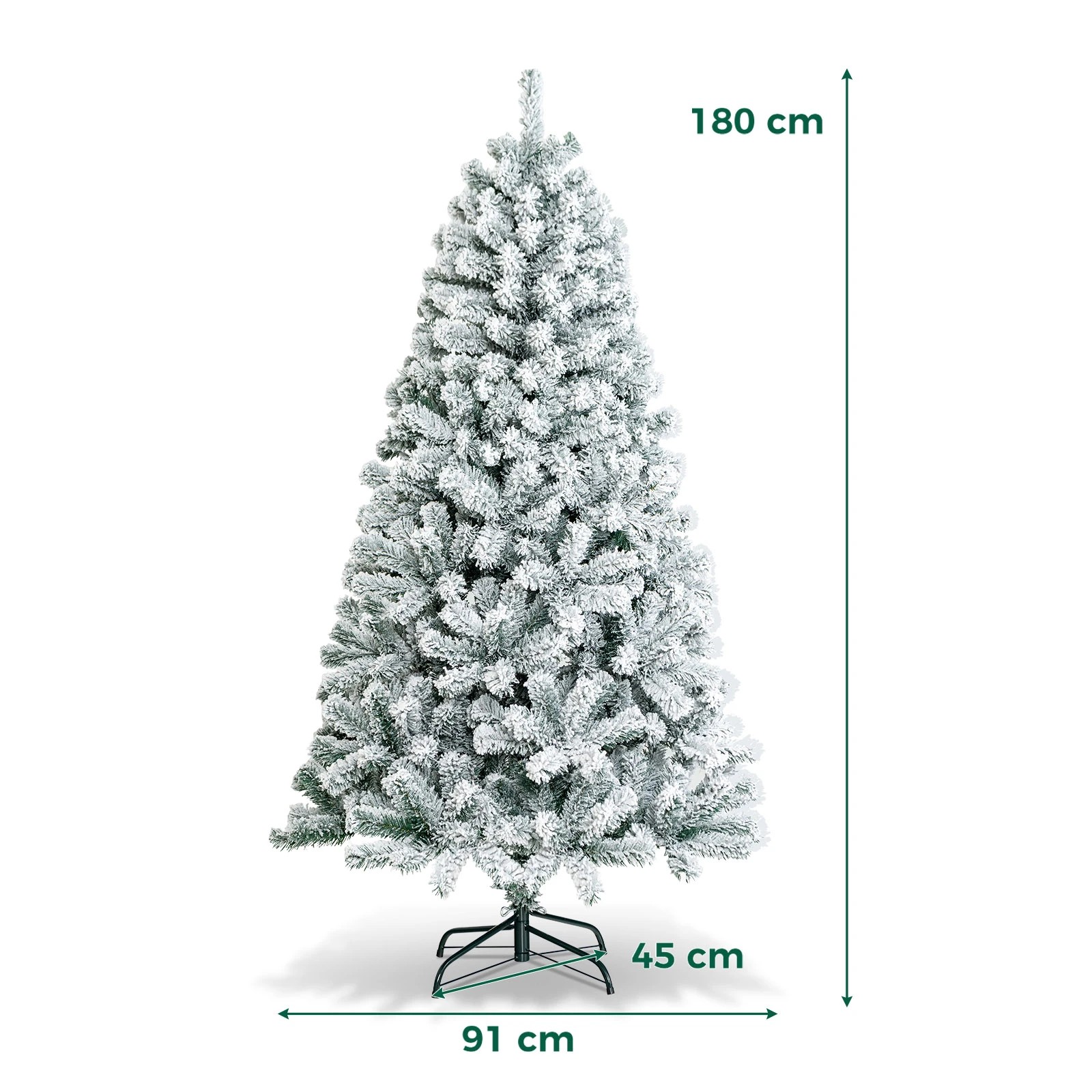 2 Costway 180cm Snow Flocked Christmas Tree w/860 Tips Unlit Artificial Hinged Full Tree, 2 of 8