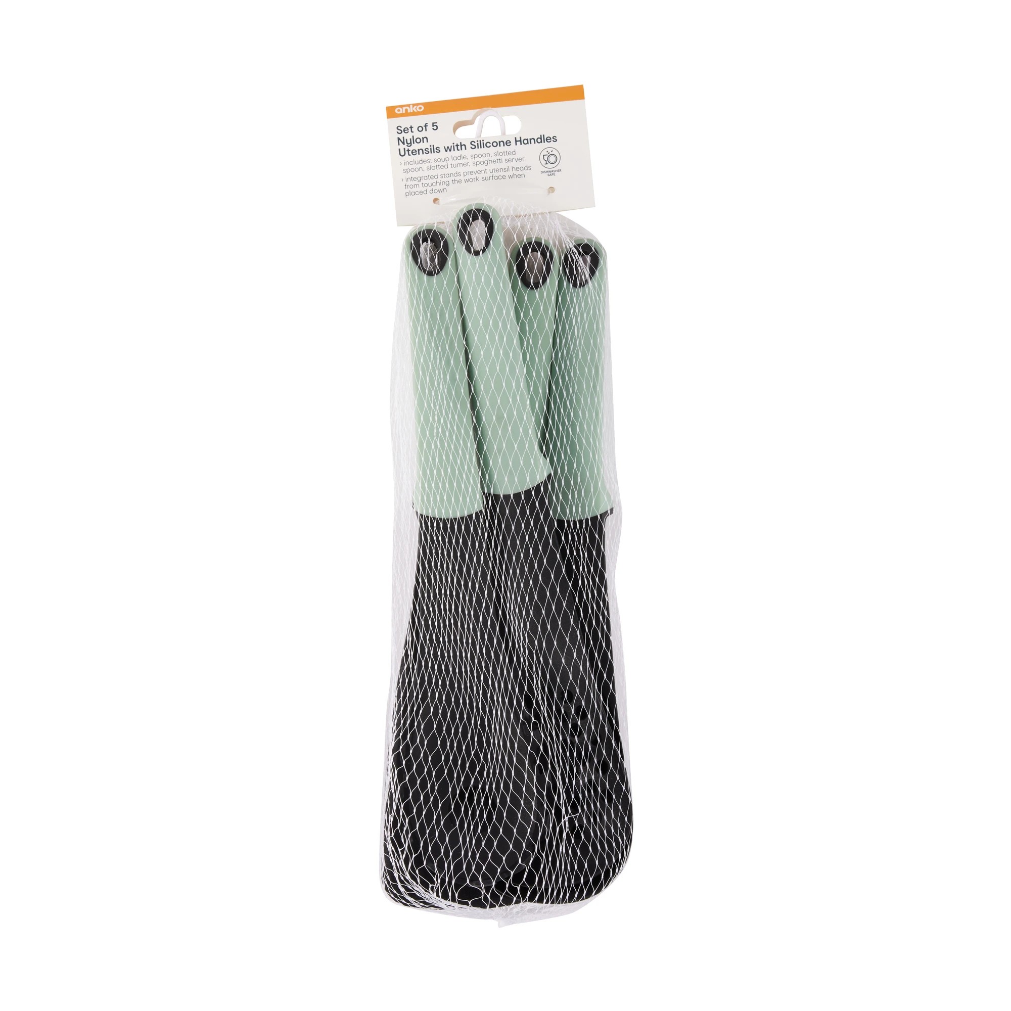 5 Set of 5 Nylon Utensils with Soft Touch Handles, 5 of 5
