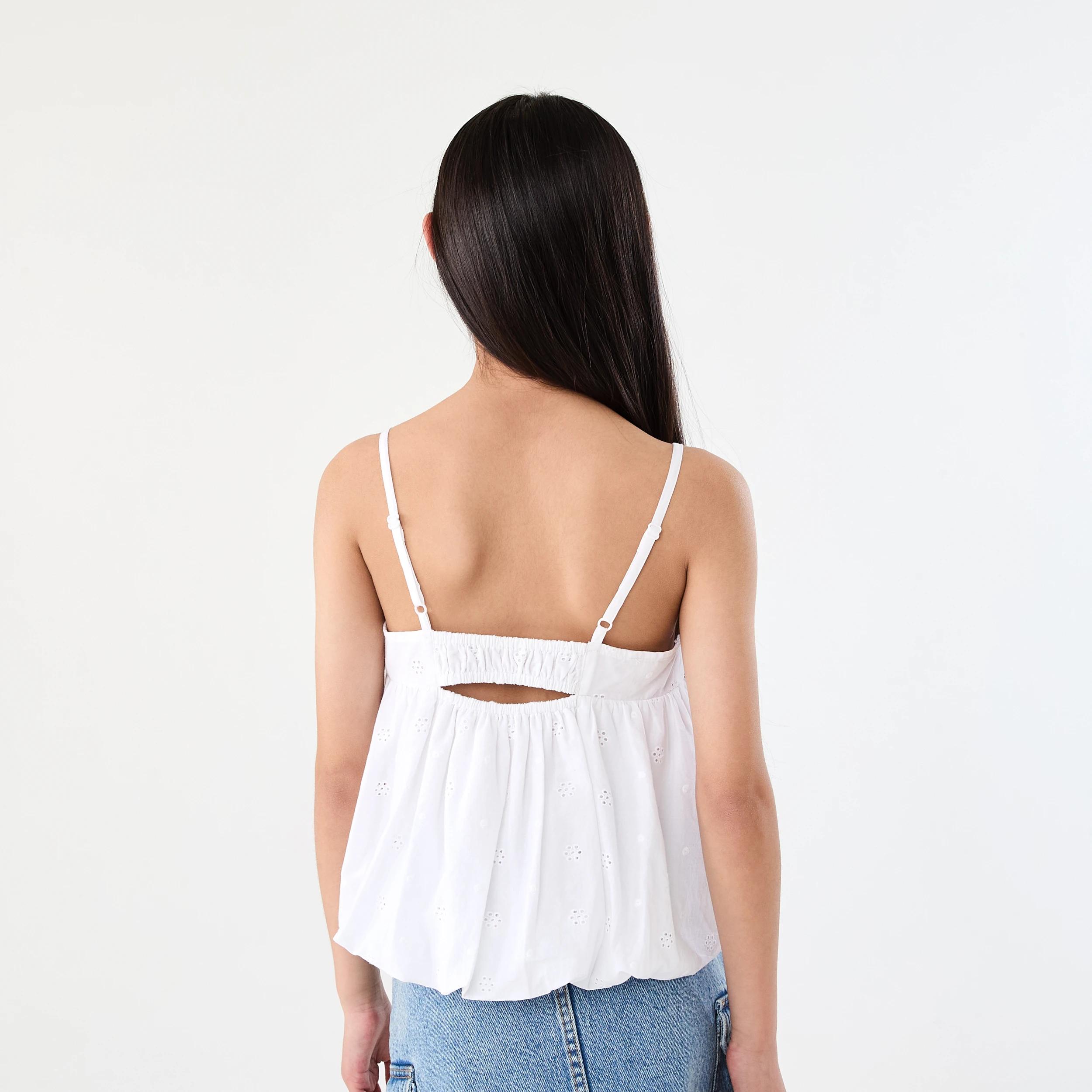 2 Bubble Hem Woven Top White, 2 of 8