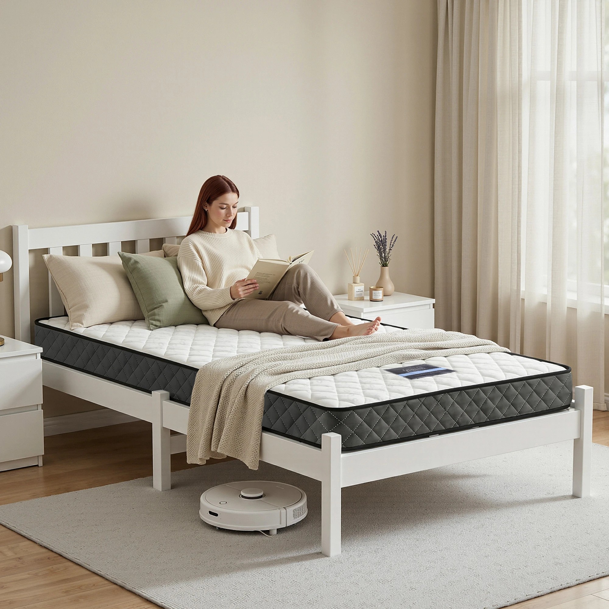8 Giselle Single Mattress and Artiss Bed Frame SetSolid Pine with 16cm Mattress - Single Bed - Multi, 8 of 9