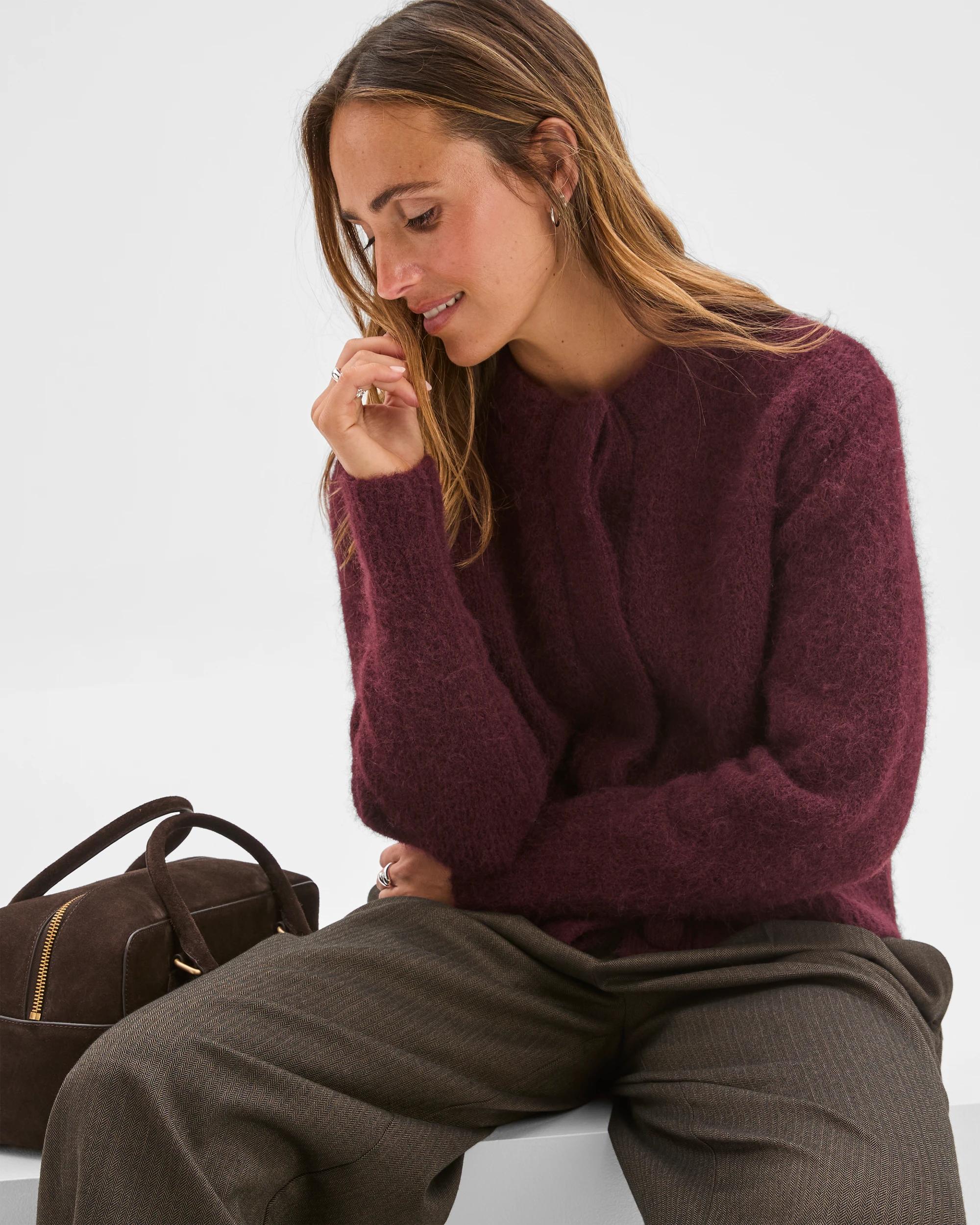 1 Preview Long Sleeve Plush Cardigan PINOT, 1 of 6