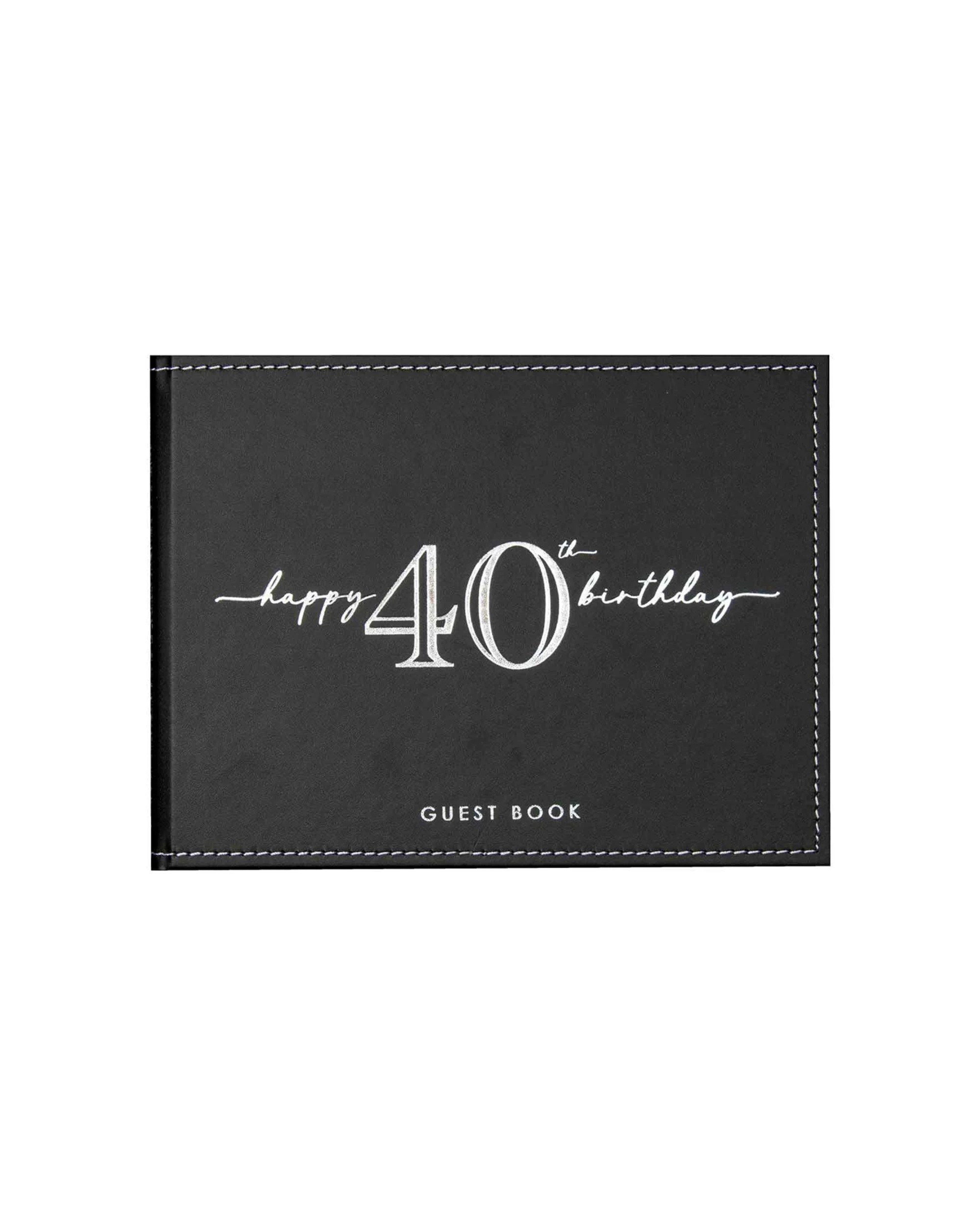 1 Guest Book Vinyl 40th Birthday Party Signature Pad Novelty Keepsake 23cm - Black, 1 of 3