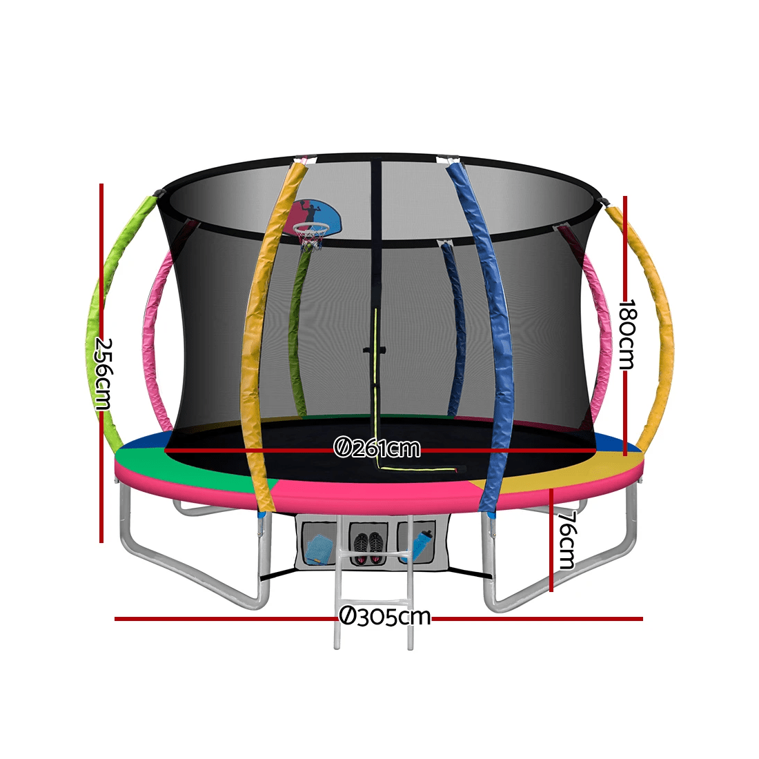 2 Everfit 10FT Trampoline for Kids w/ Ladder Enclosure Safety Net Rebounder - Multi, 2 of 7