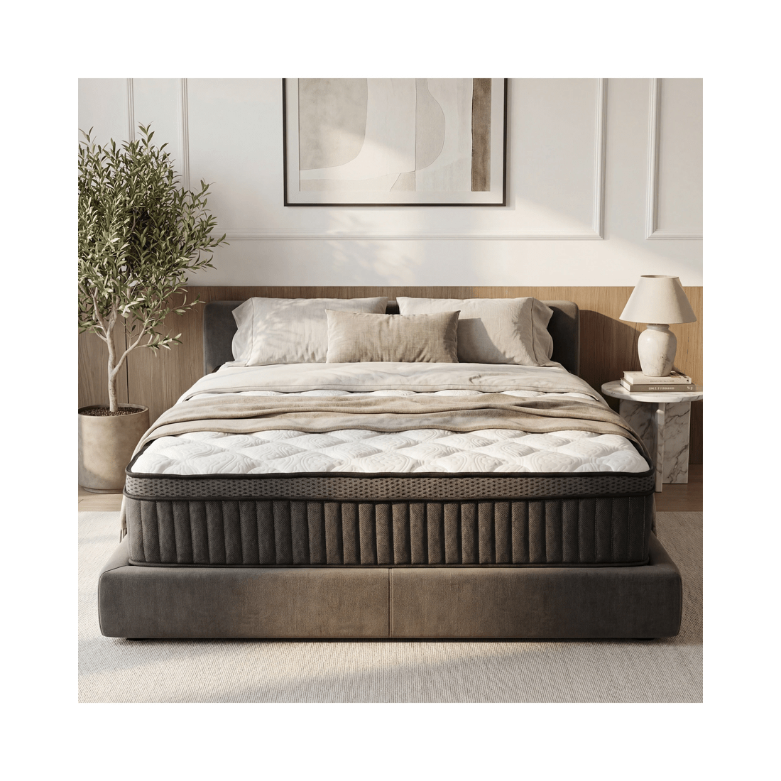 2 Advwin 32CM Double Size Hybrid Mattress Medium Firm Feel Pocket Springs - White, 2 of 10