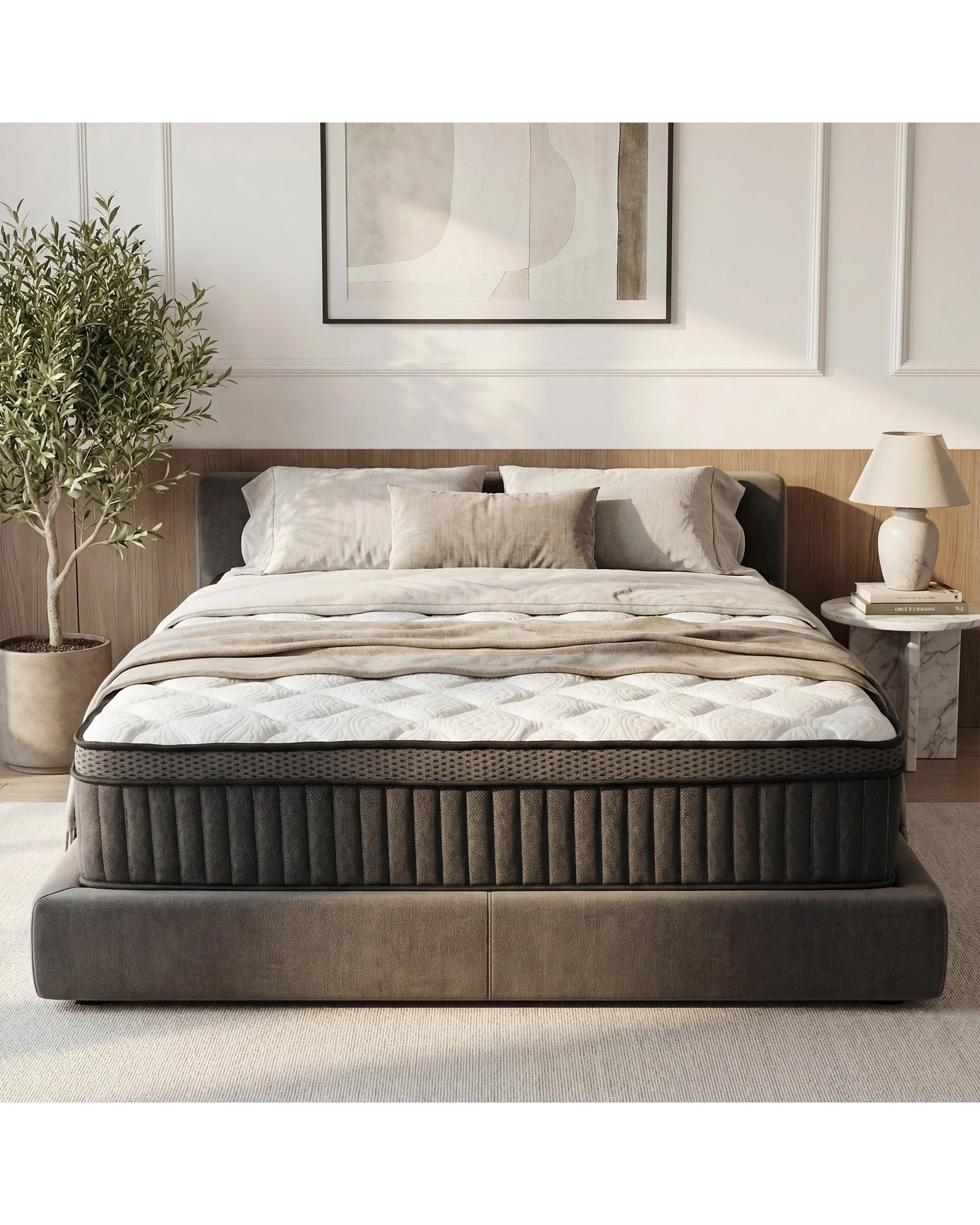 2 Advwin 32CM Double Size Hybrid Mattress Medium Firm Feel Pocket Springs - White, 2 of 10