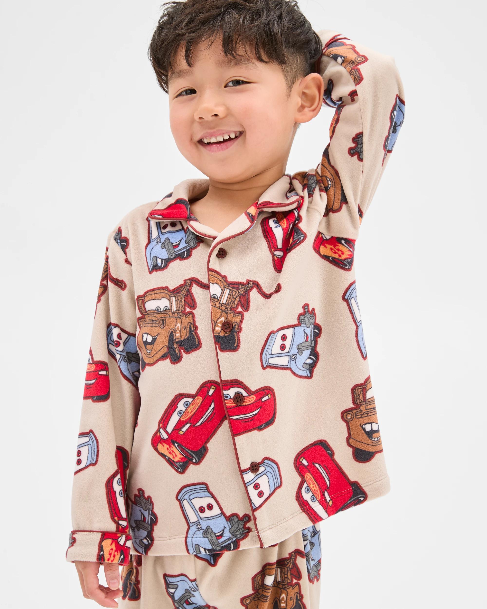 2 Disney Cars Younger Boys Button Through Fleece Pyjama Set CARS, 2 of 7