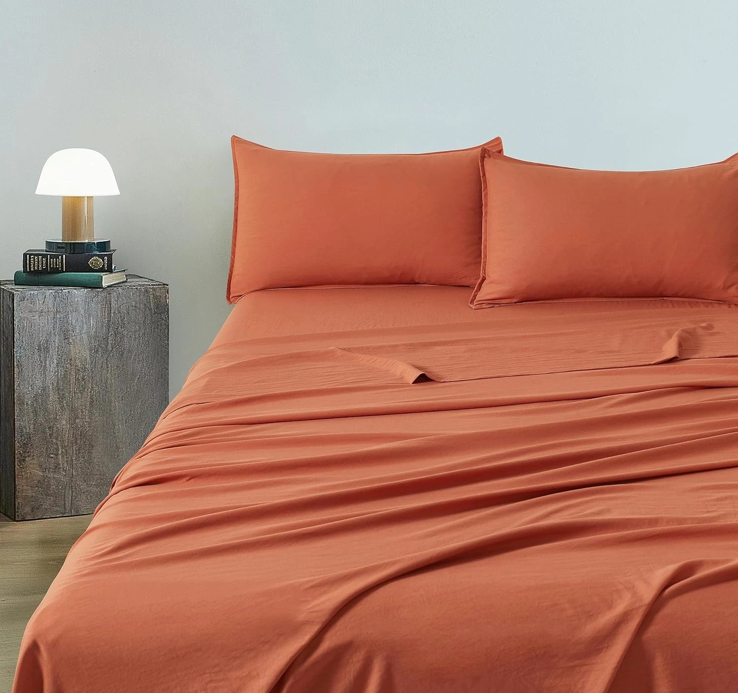 2 CleverPolly 100% Vintage Washed Microfibre Sheet Set - Terracotta - Super King Bed, 2 of 6