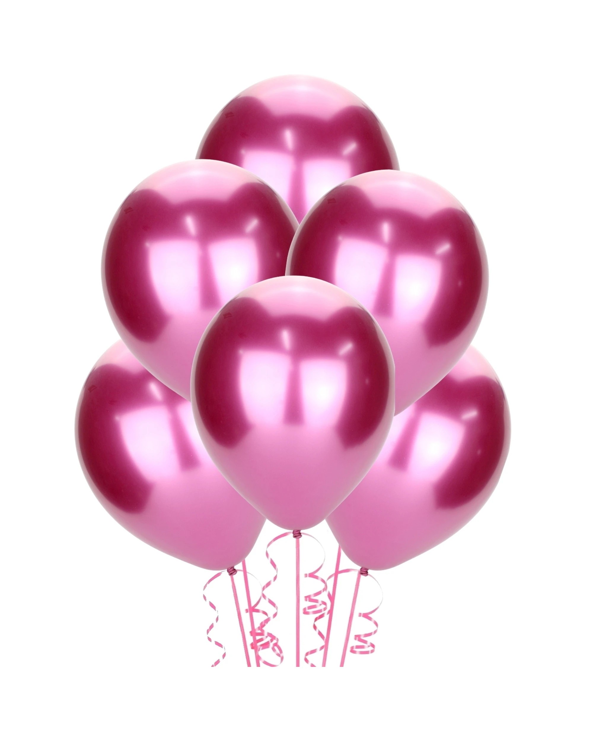 1 Amscan Chrome Balloons 30cm Pack of 10 - Dark Pink - Pink, 1 of 2