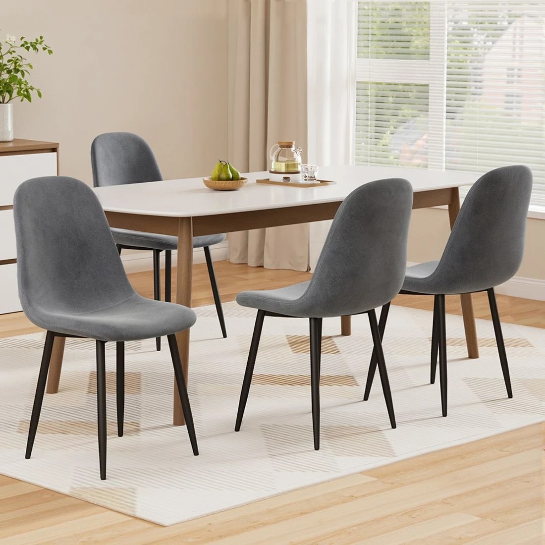 3 Artiss Dining Chairs Set of 4 Velvet Curved Slope - Grey, 3 of 7
