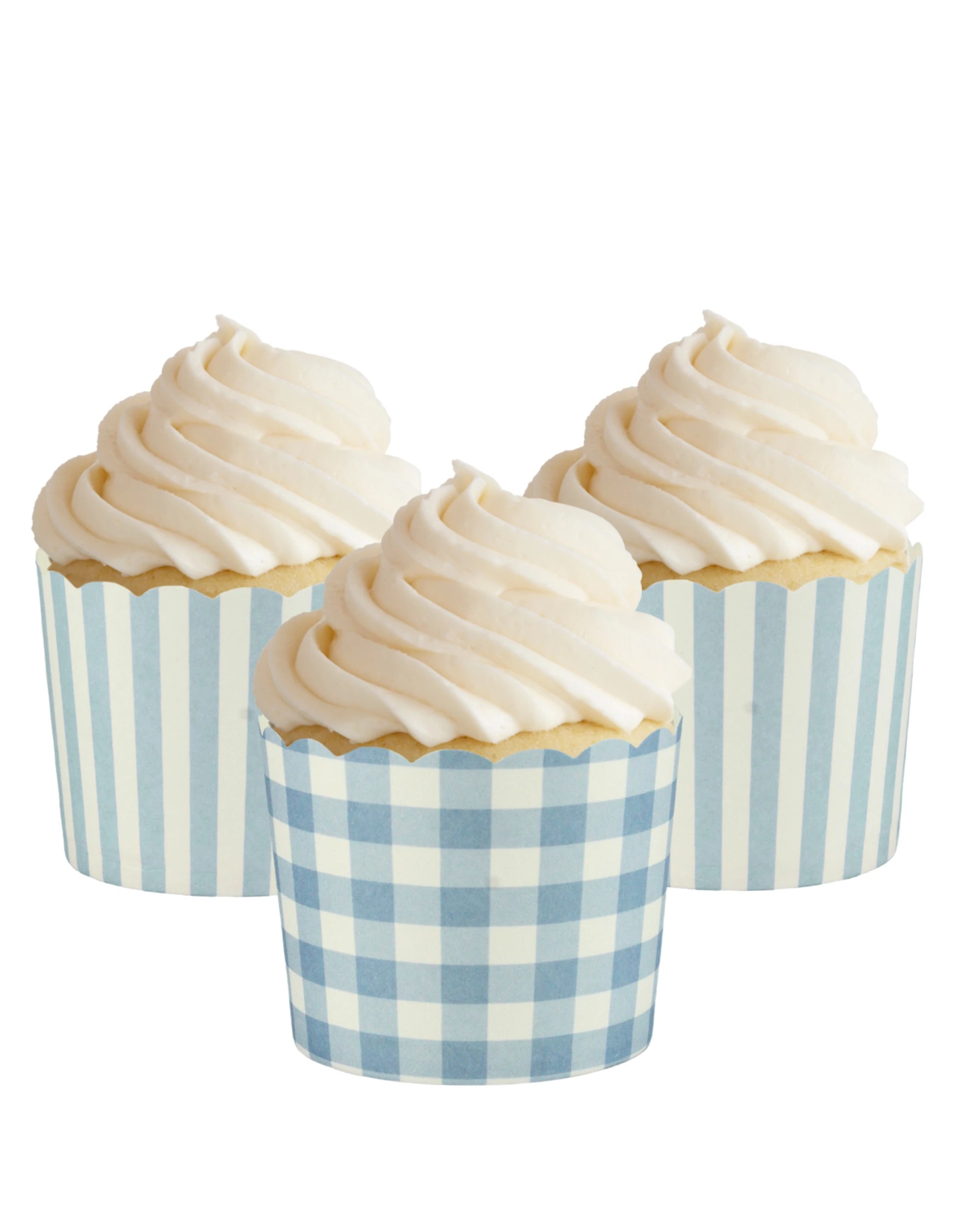 1 Artwrap Blue Gingham & Striped Baking Cups Pack of 12 - Blue, 1 of 4