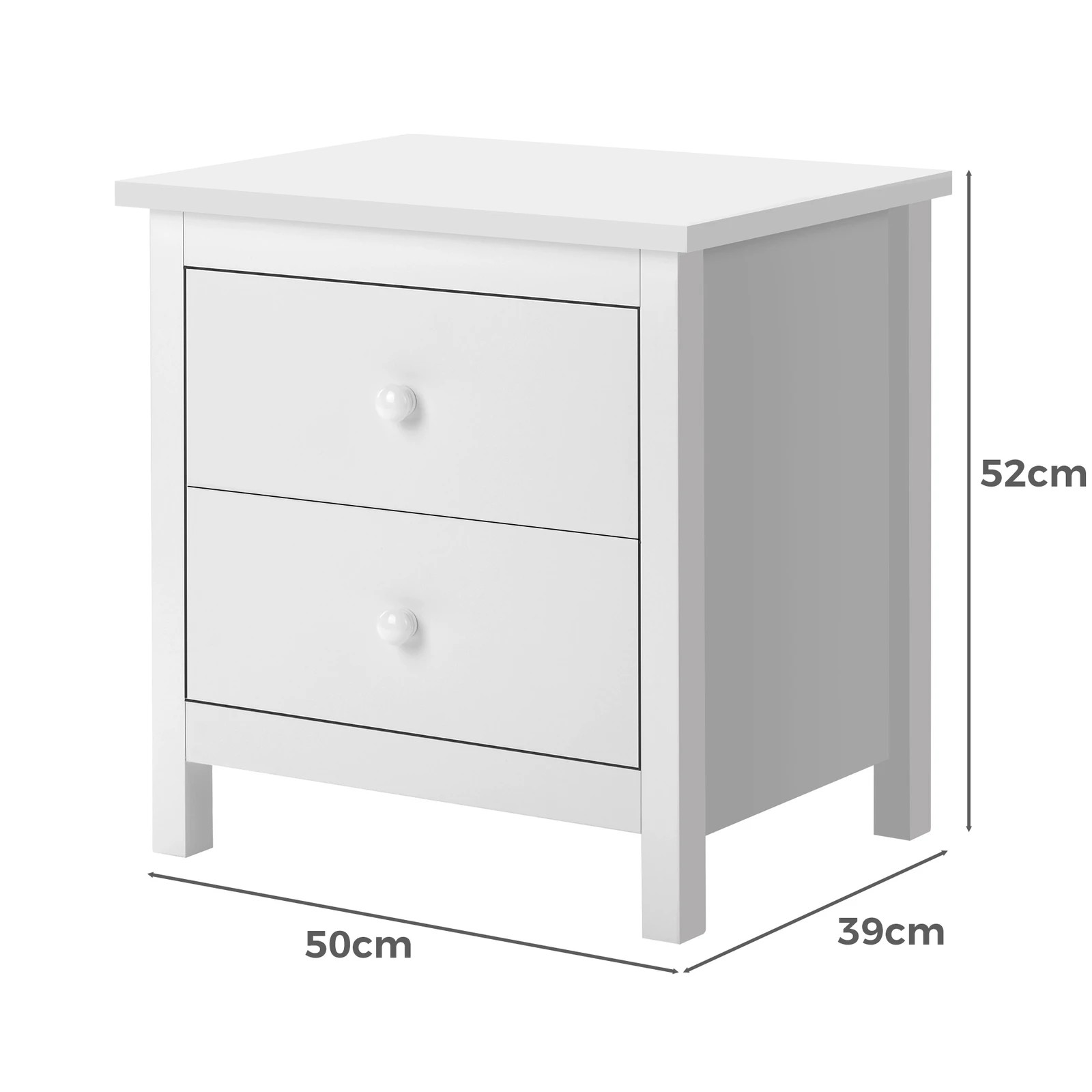 5 Alfordson 2x Bedside Table Hamptons Nightstand Storage Side End 2 Drawers - White, 5 of 6