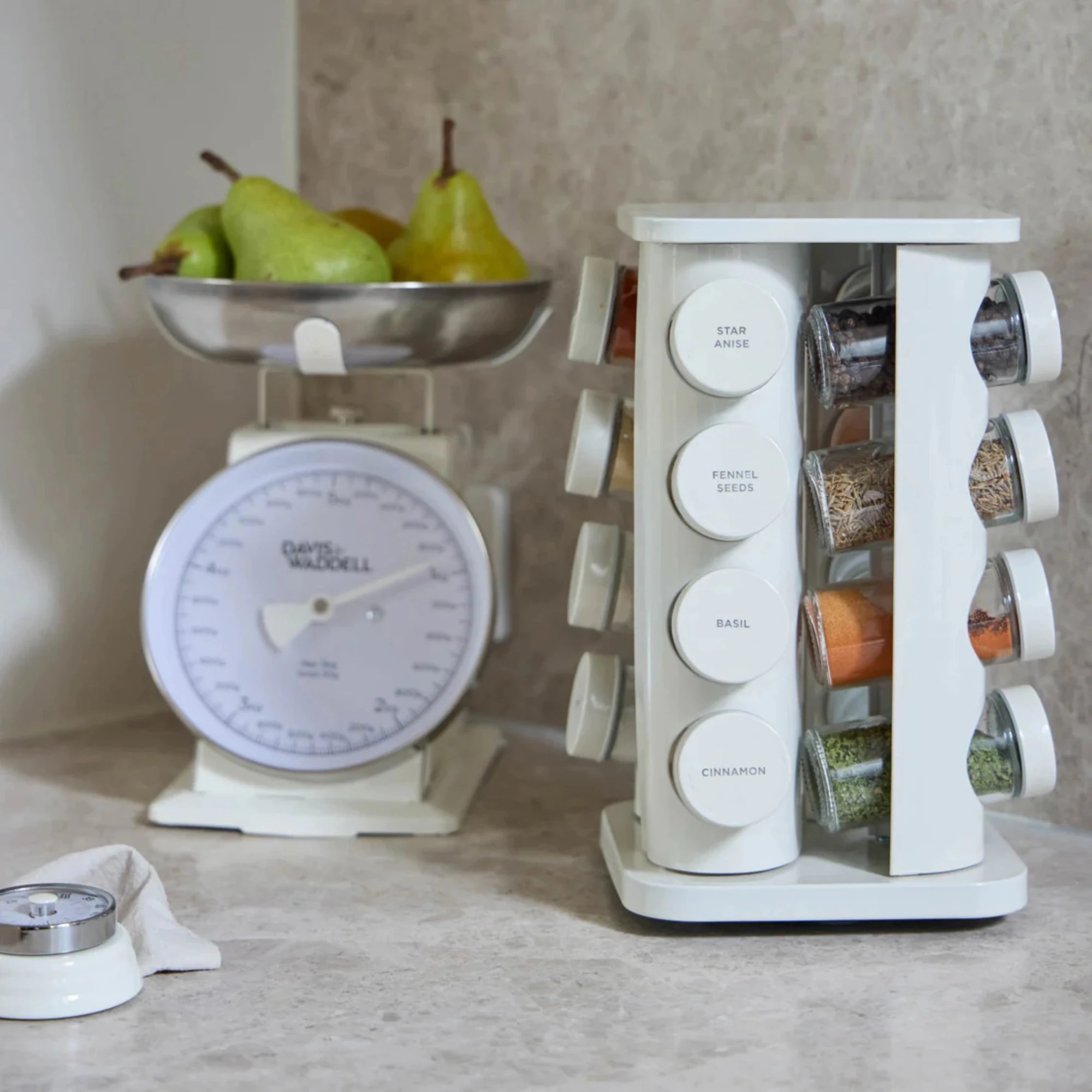 4 Davis & Waddell Newbury 16-Piece Rotating Spice Rack Jar Set, Cream - Beige, 4 of 4
