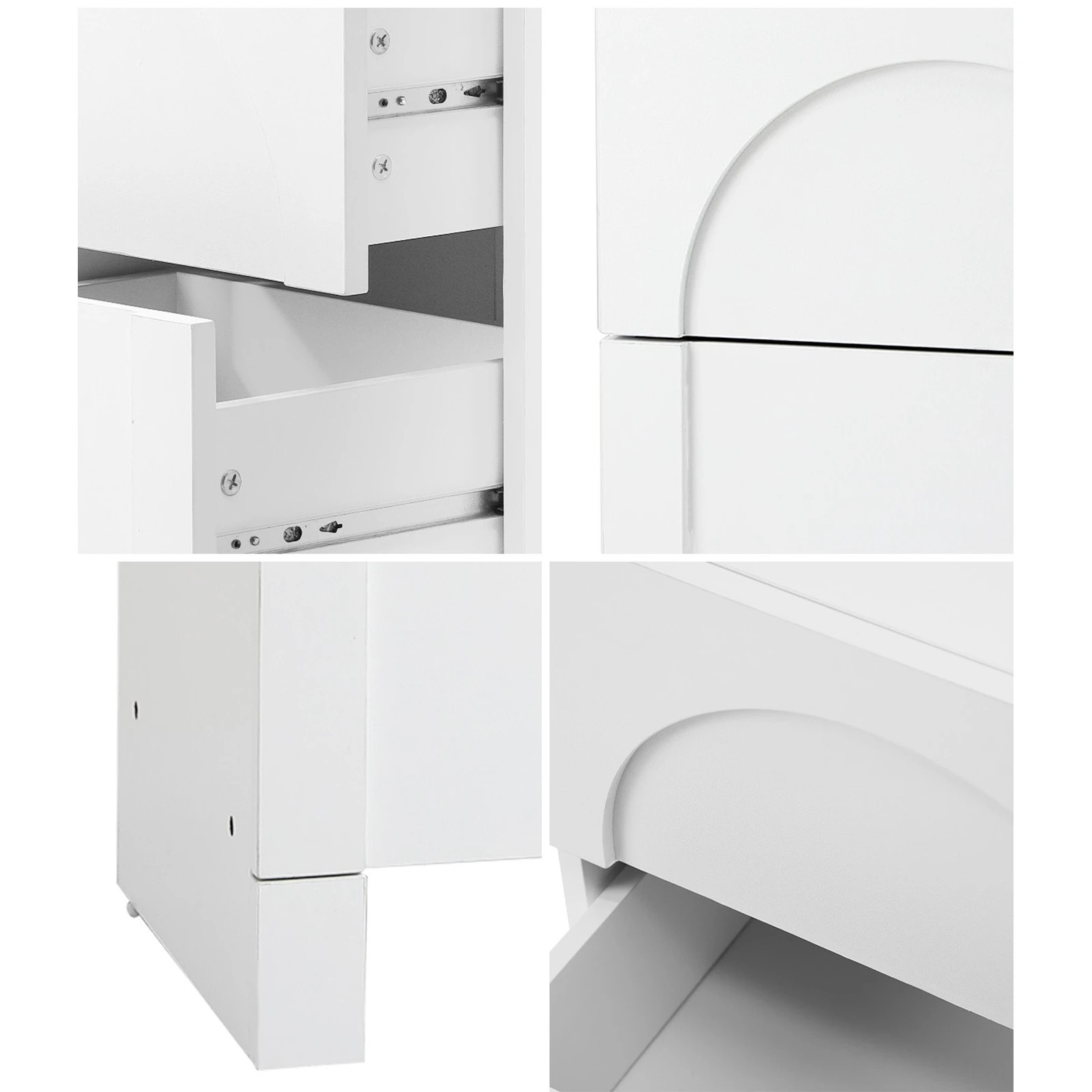 4 Oikiture 2X Bedside Table 2 Drawers Side Table Storage Cabinet Nightstand - White, 4 of 9