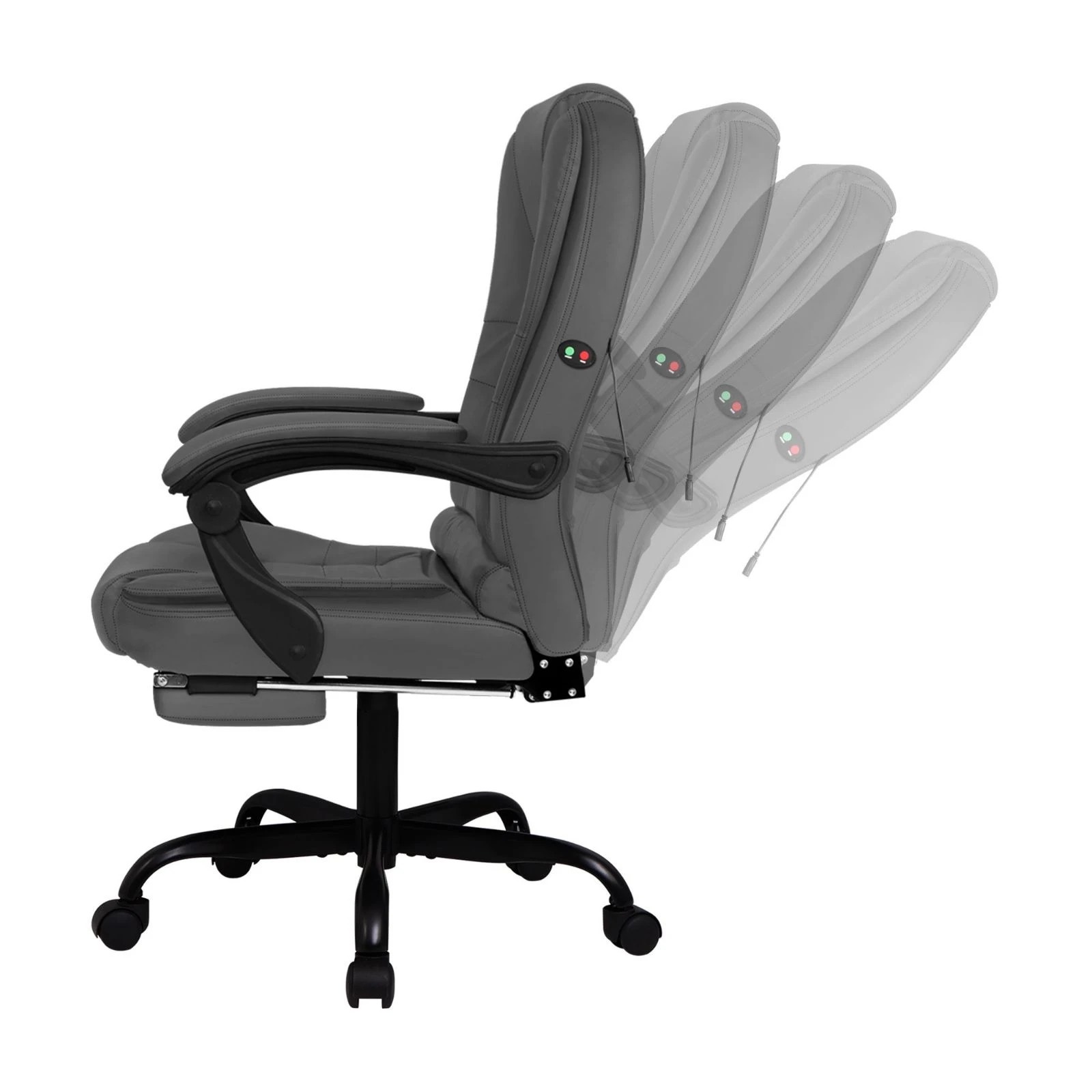 5 Alfordson Massage Office Chair FOOTREST Executive Gaming Racing Seat PU Leather - Grey, 5 of 10