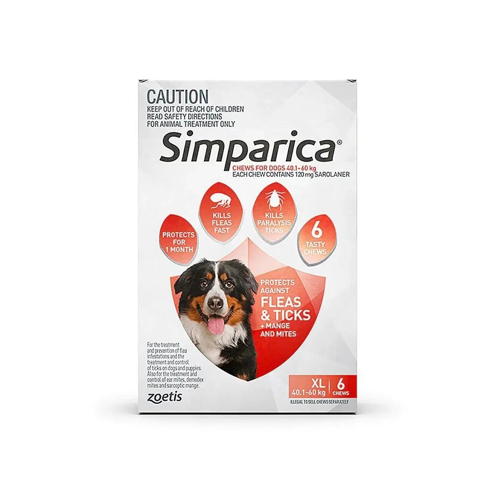 1 Simparica Extra Large 40.1-60kg 6pk Red, 1 of 2