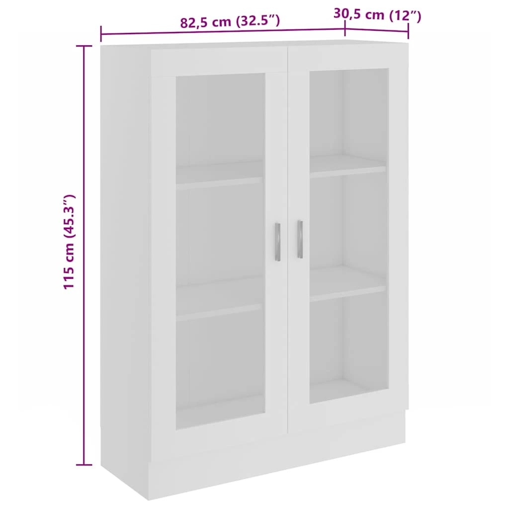 8 Vidaxl Book Cabinet Vitrine Cabinet, Vitrine Cabinets - White, 8 of 9