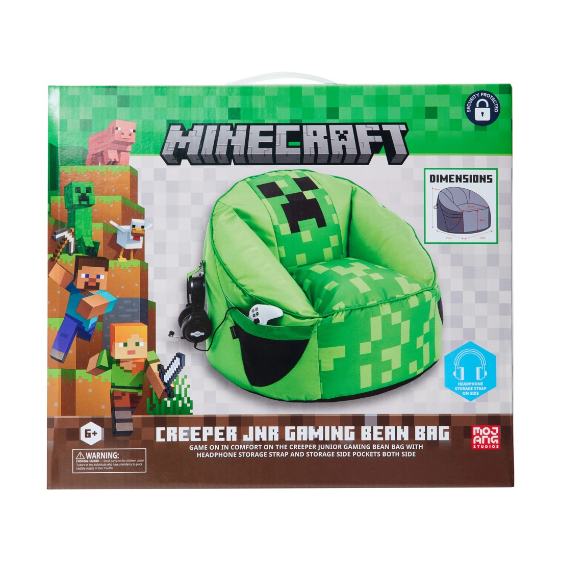1 Minecraft Creeper Gaming Bean Bag Chair, 1 of 11