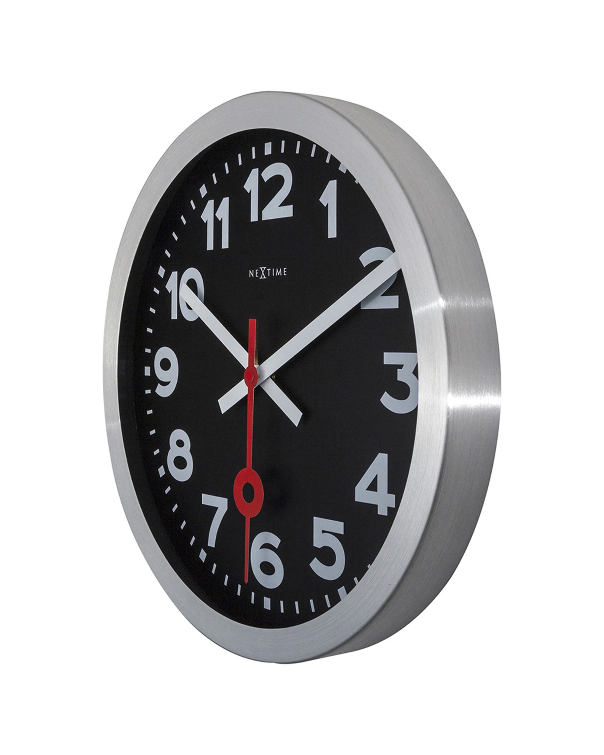 2 NEXTIME Station Numerical 35cm Wall Clock Silent Sweep Movement Glass Lens - Black, 2 of 5