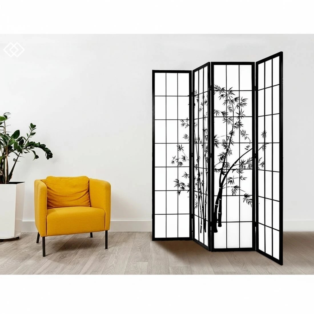 6 Artiss 4 Panel Room Divider Screen 174x179cm - Black, 6 of 8