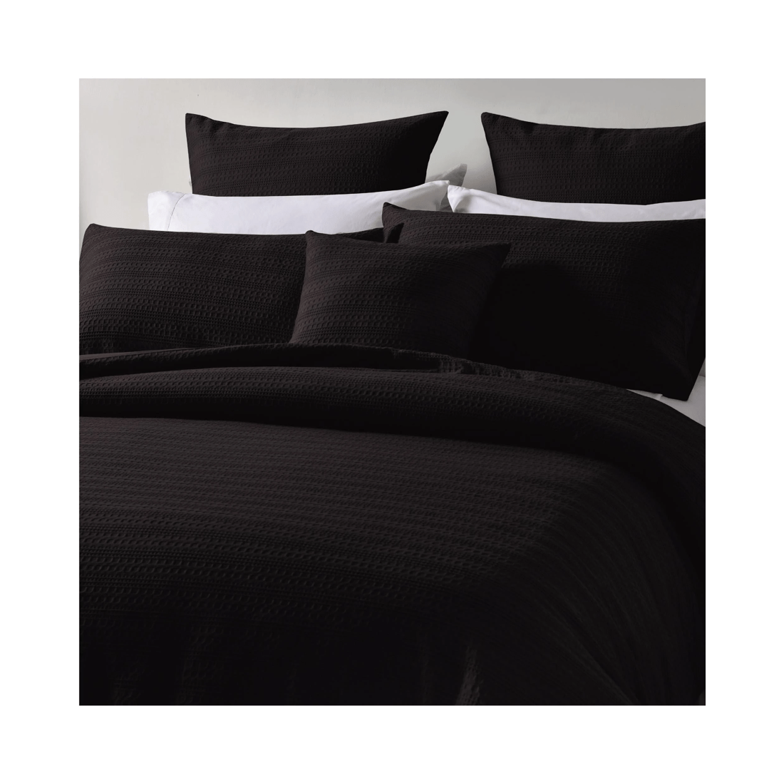 3 Bianca Bedding Kahlani Waffle Jacquard Quilt Cover Set - Chocolate King - Brown, 3 of 5