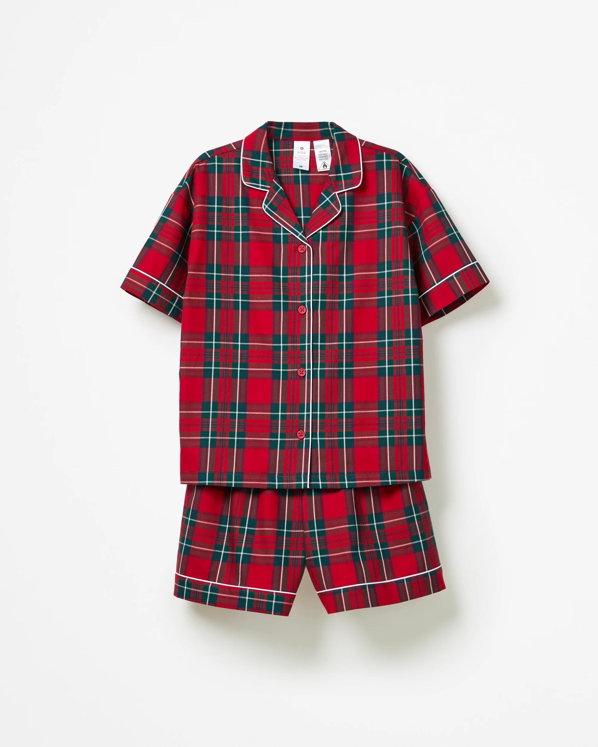 4 Target Family Matching Christmas Check Australian Cotton Older Kids Pyjama Set RED CHECK, 4 of 6