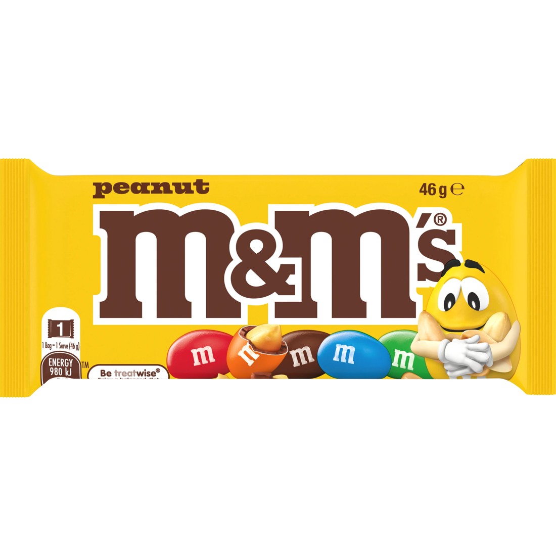 1 M&M's Peanut Milk Chocolate Singles Bag 46g, 1 of 6